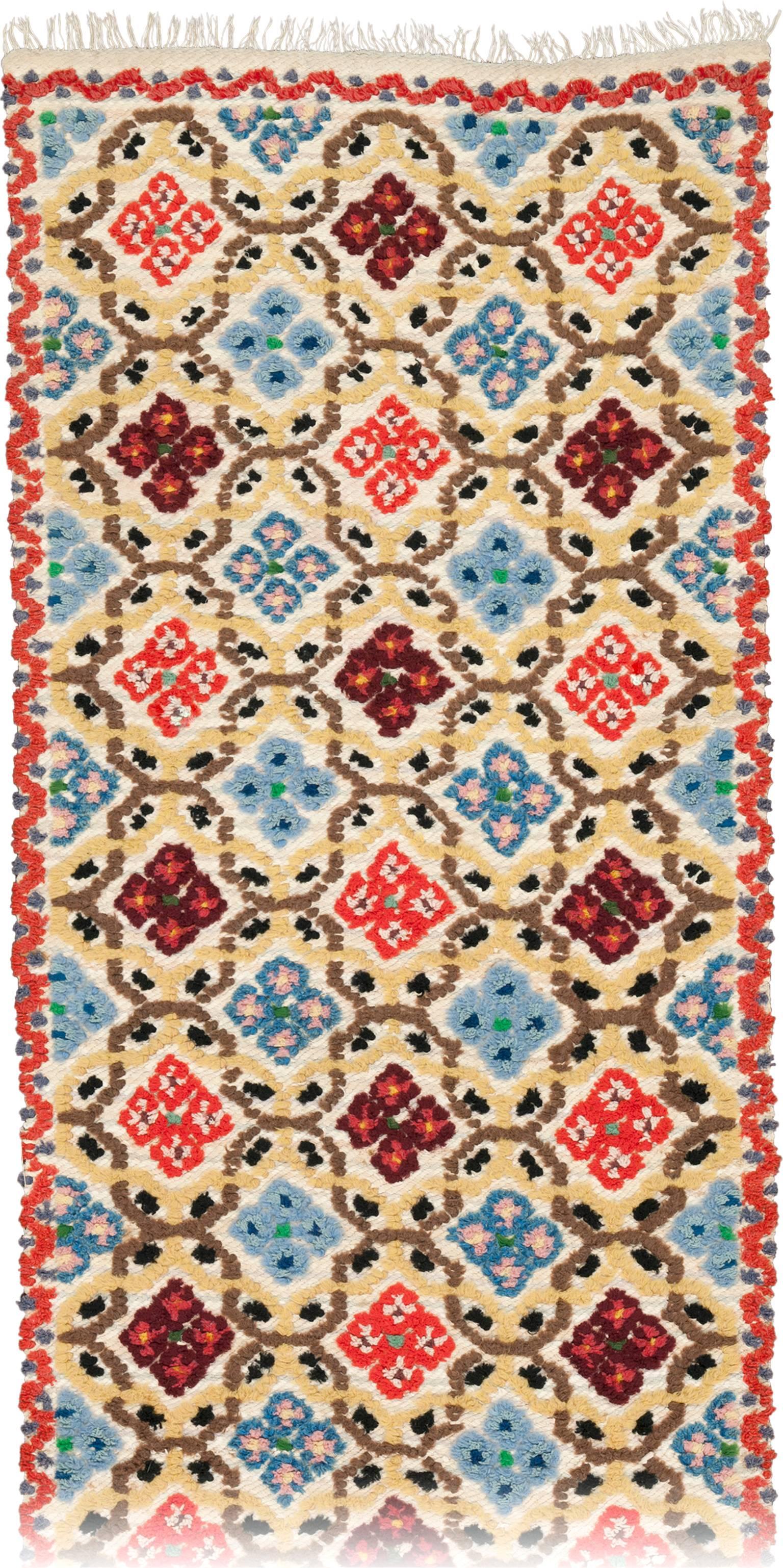 Wool Mid-20th Century Swedish Pile and Flat-Weave Rug For Sale