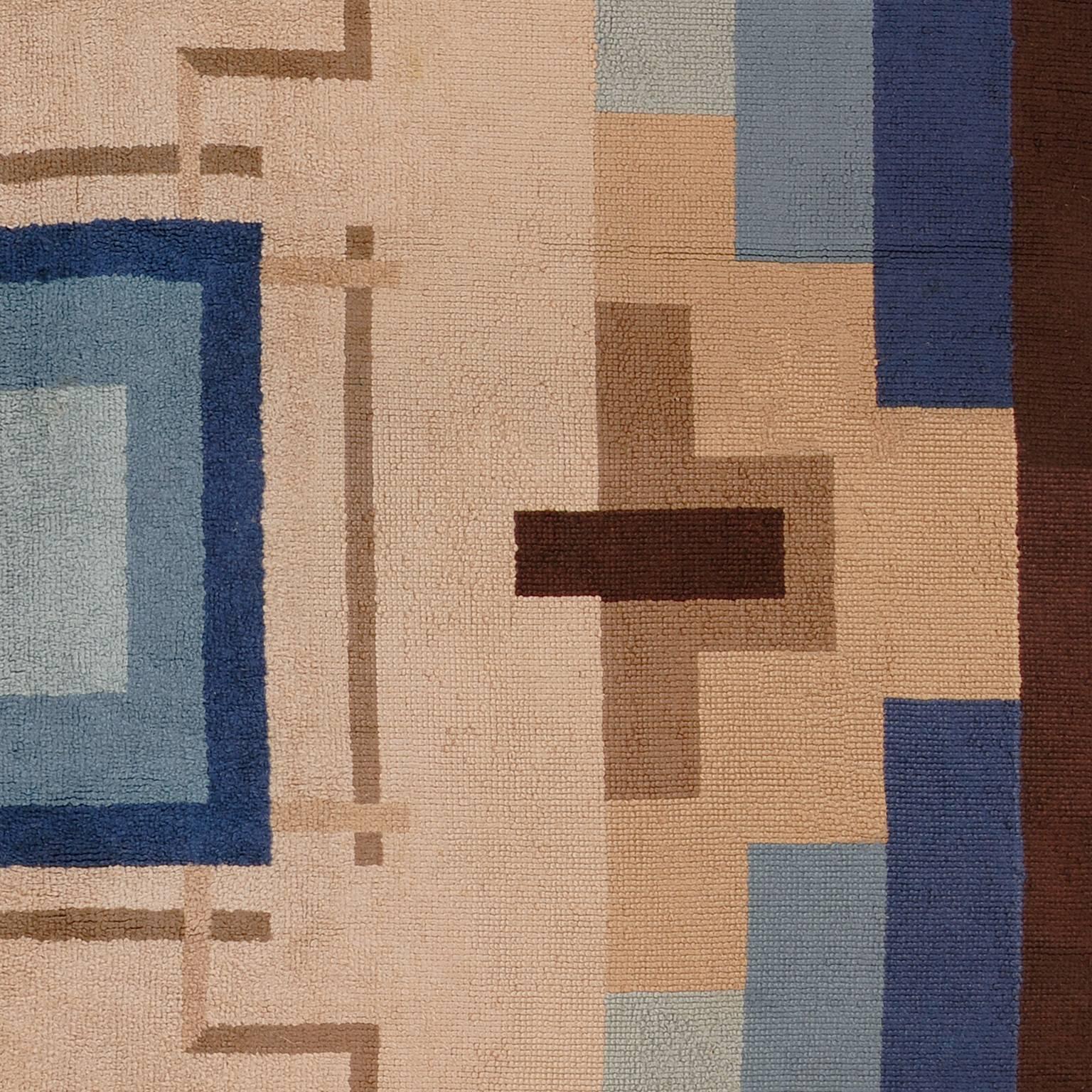 Hand-Woven French Art Deco Carpet, 1925 For Sale