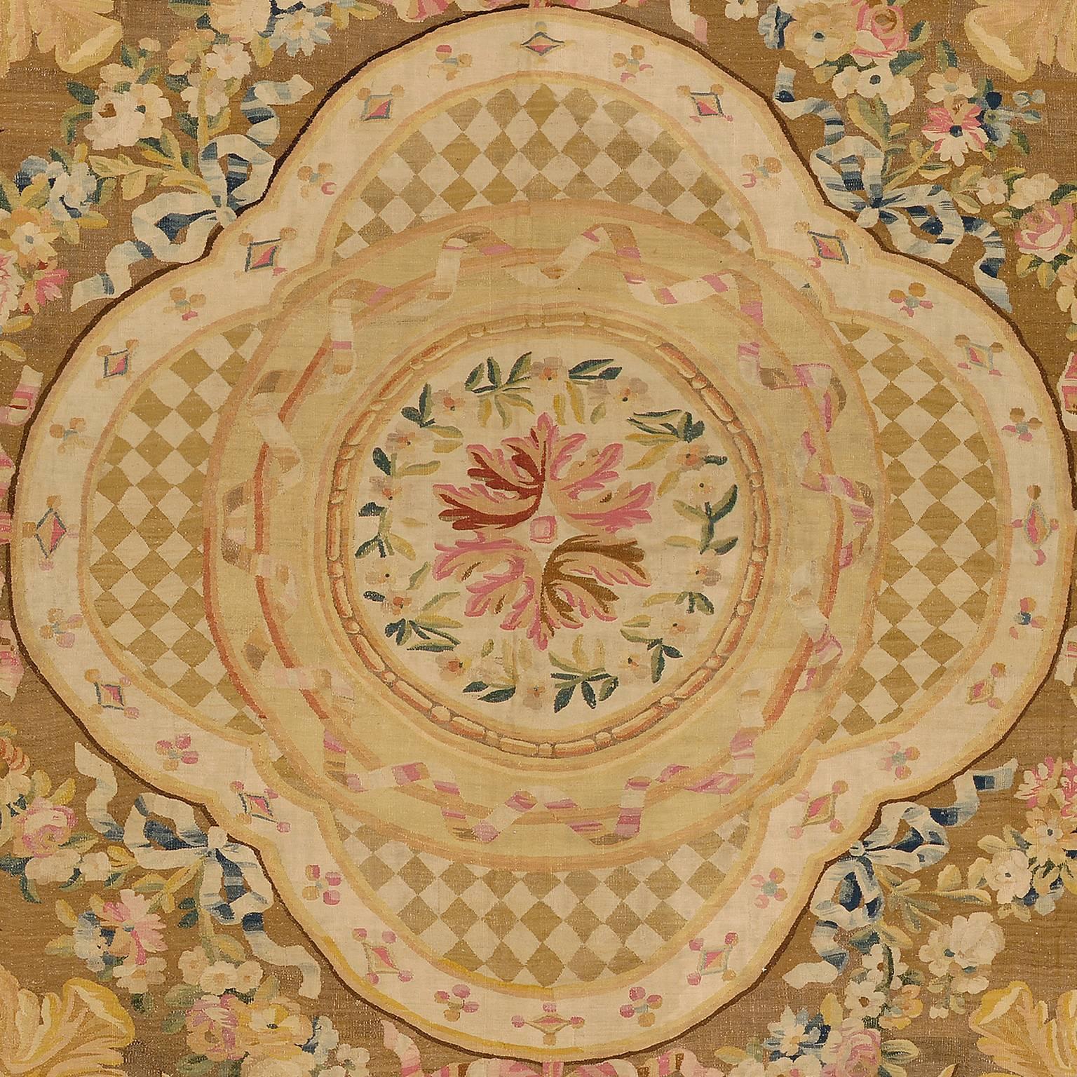 Hand-Woven French Aubusson Rug, 1760 For Sale