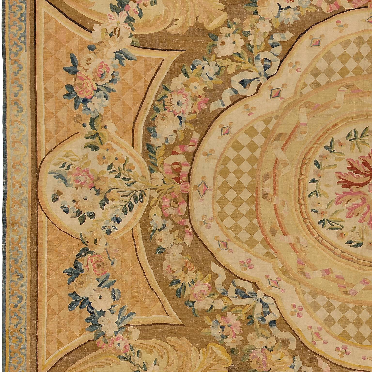 18th Century French Aubusson Rug, 1760 For Sale