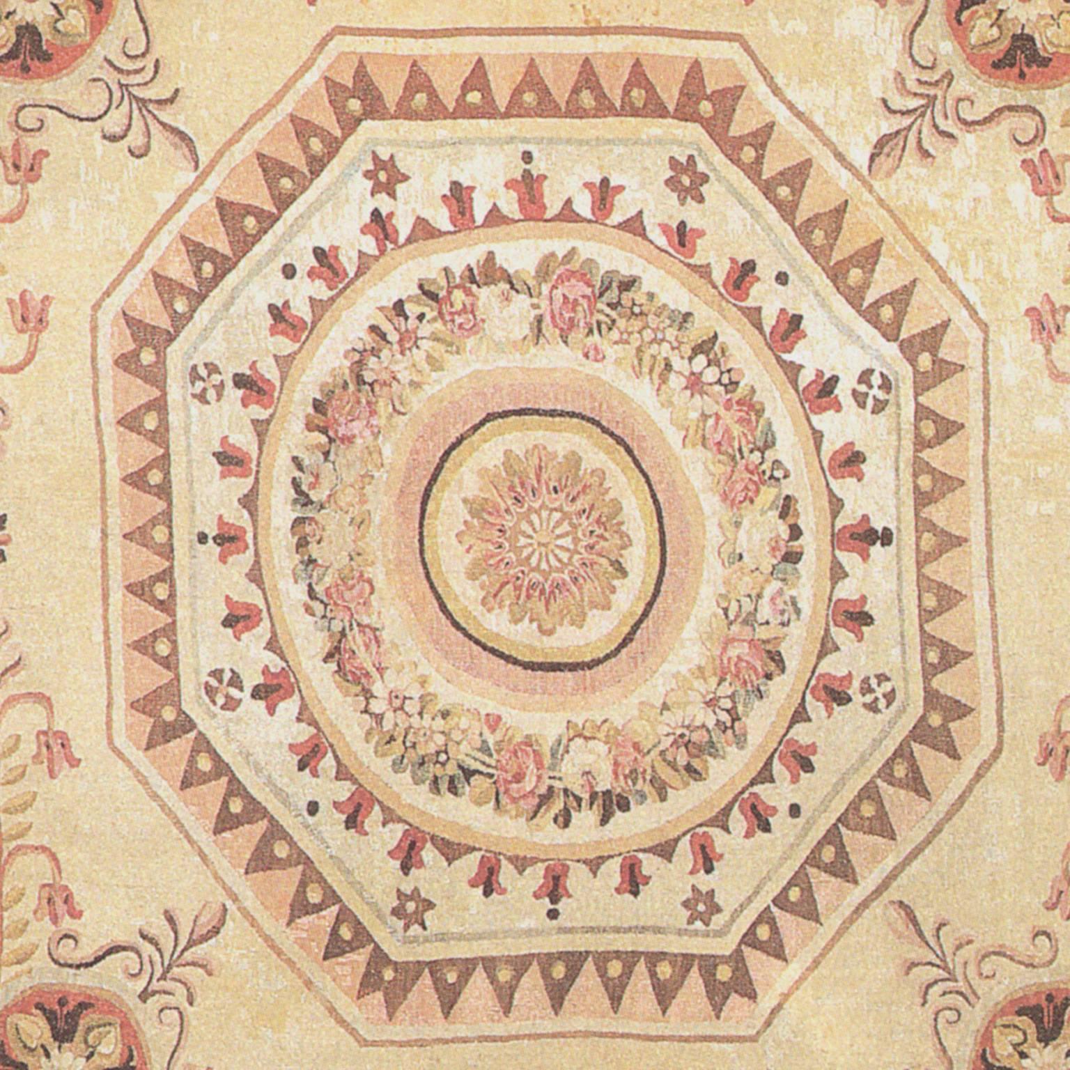 Hand-Woven French Aubusson Rug, 1800