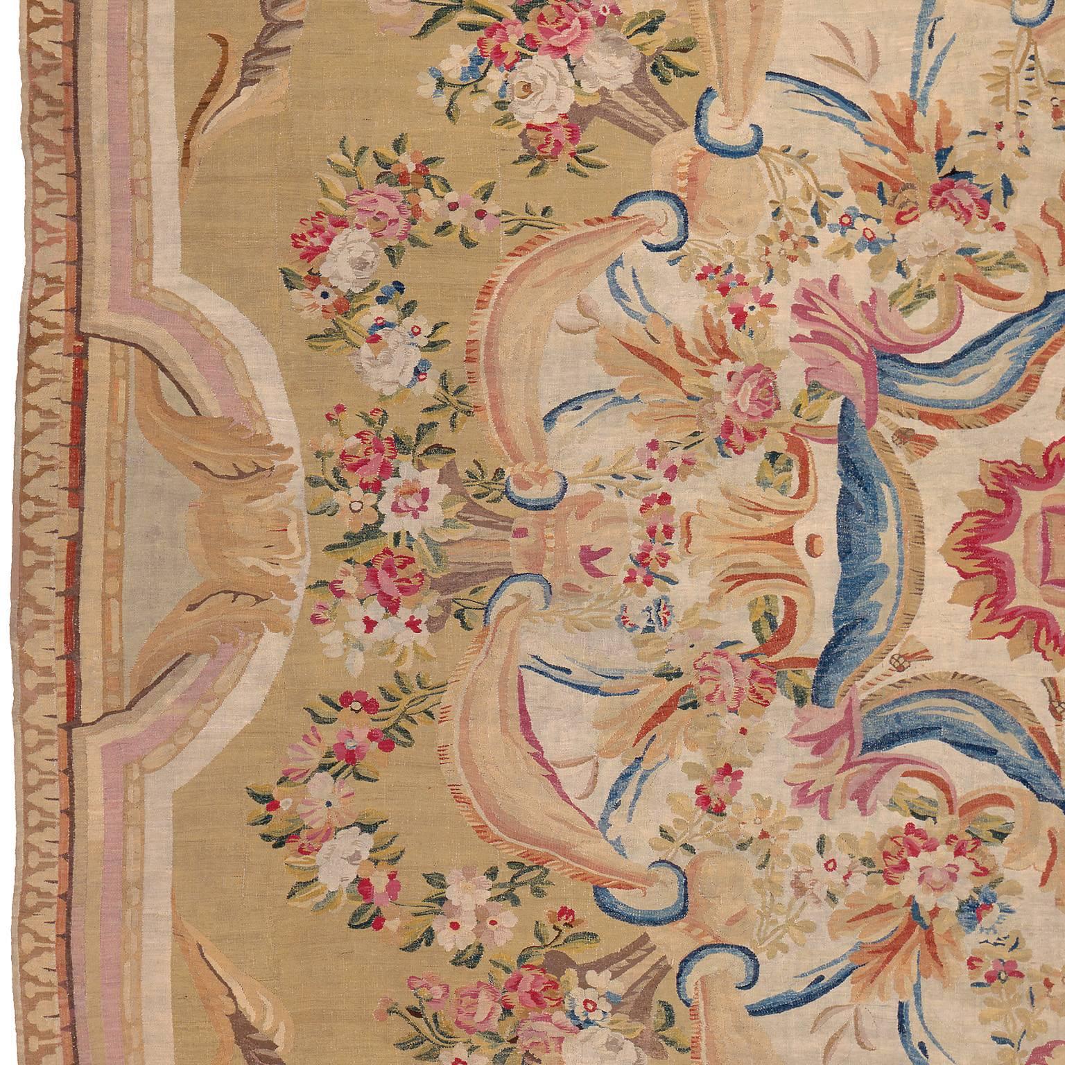 Hand-Woven French Aubusson Rug, 1770