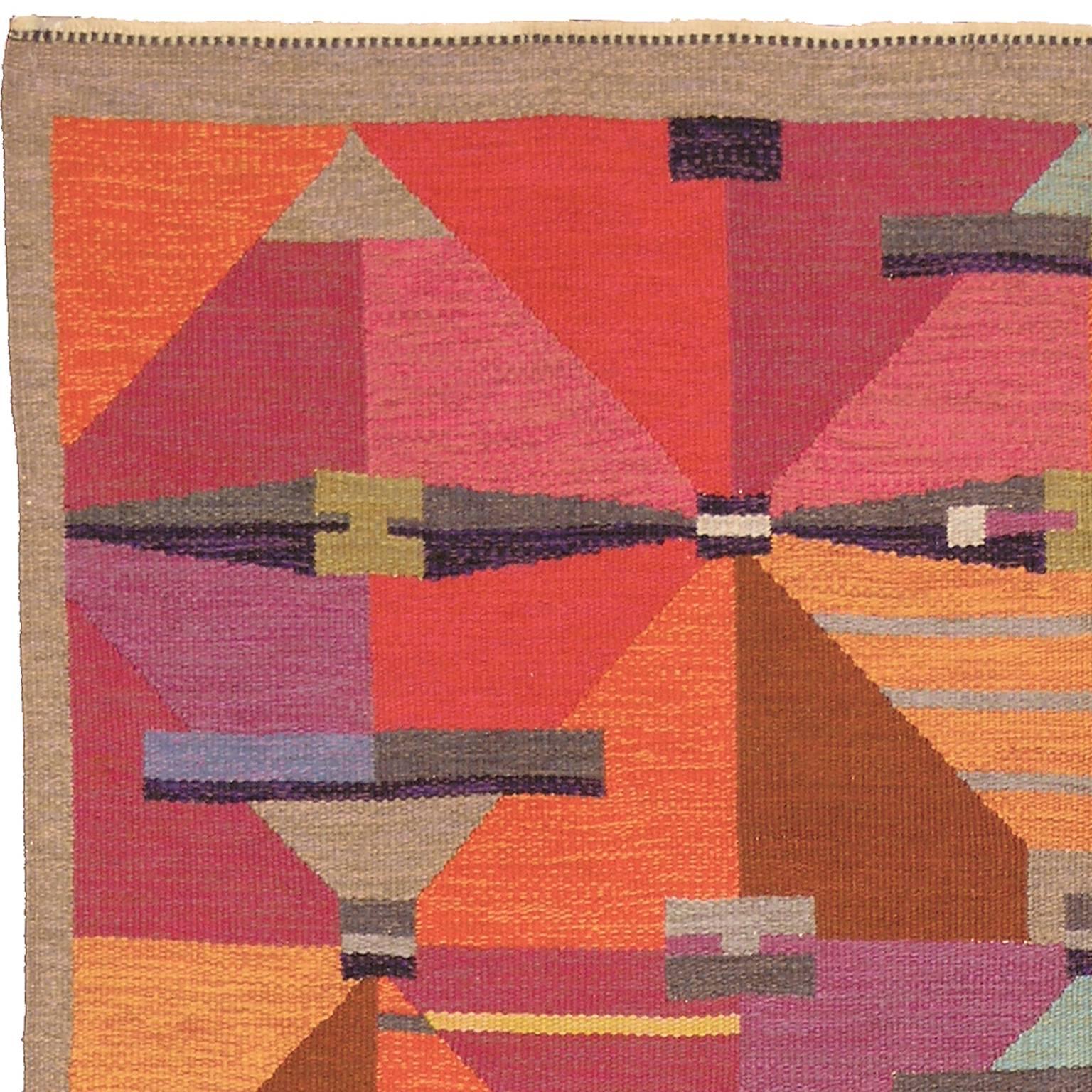 Swedish Flat-Weave Carpet by Agda Osterberg, 1960 In Excellent Condition In New York, NY