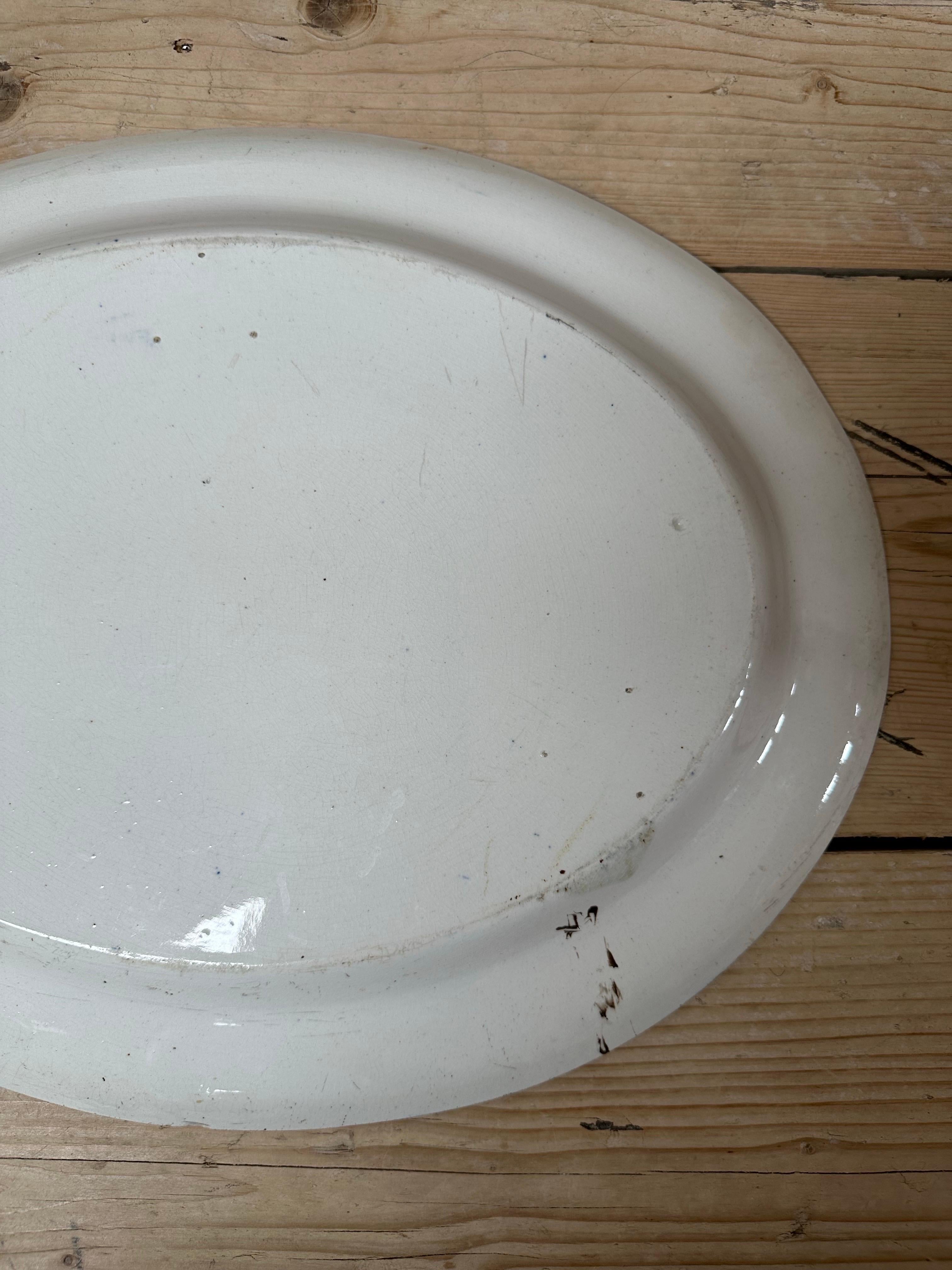 Grand plat Pyrex à motif de saule, fin des années 1800 en vente 9