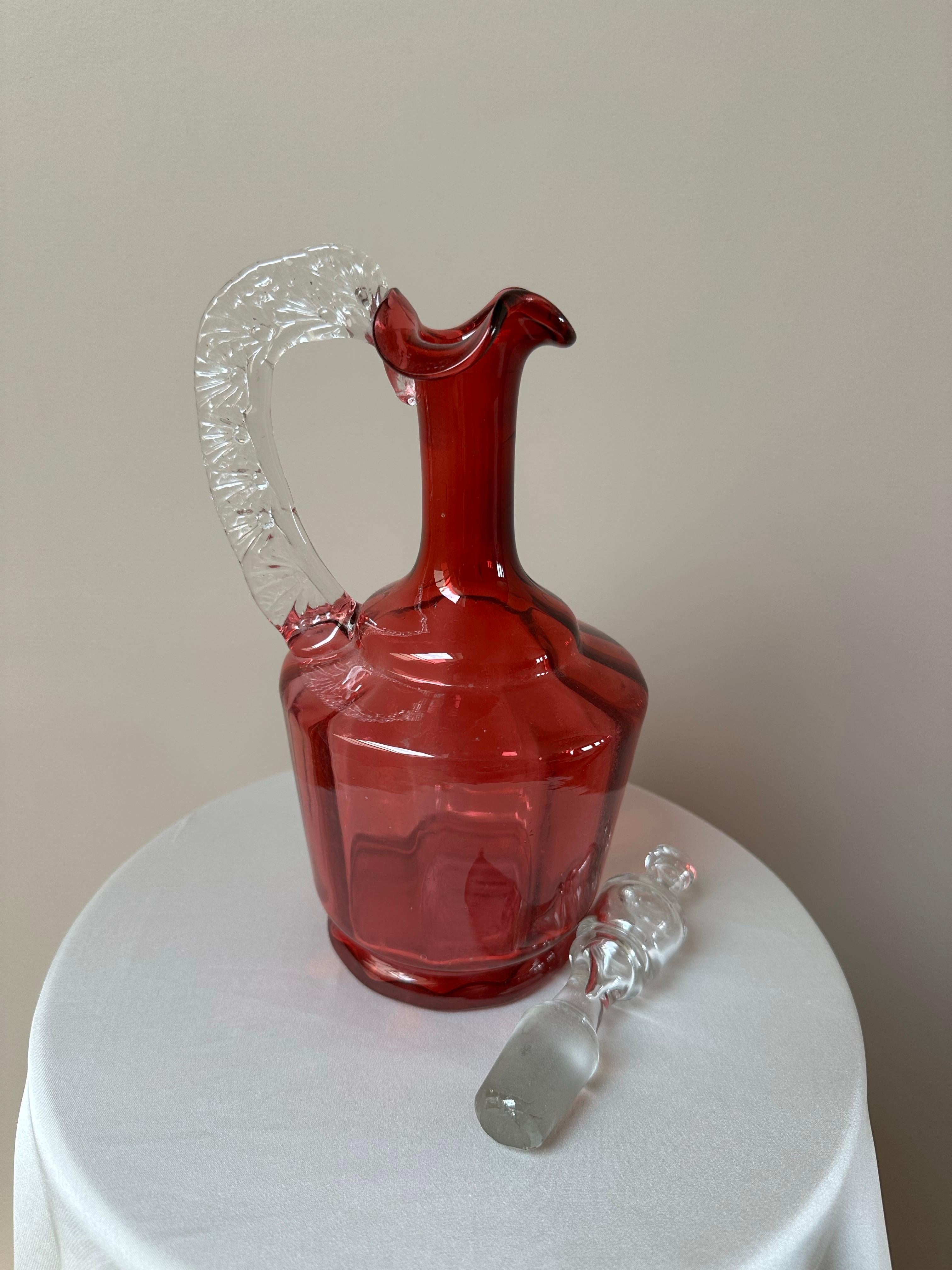 Anglais Carafe victorienne en verre soufflé à la main, 19e siècle en vente