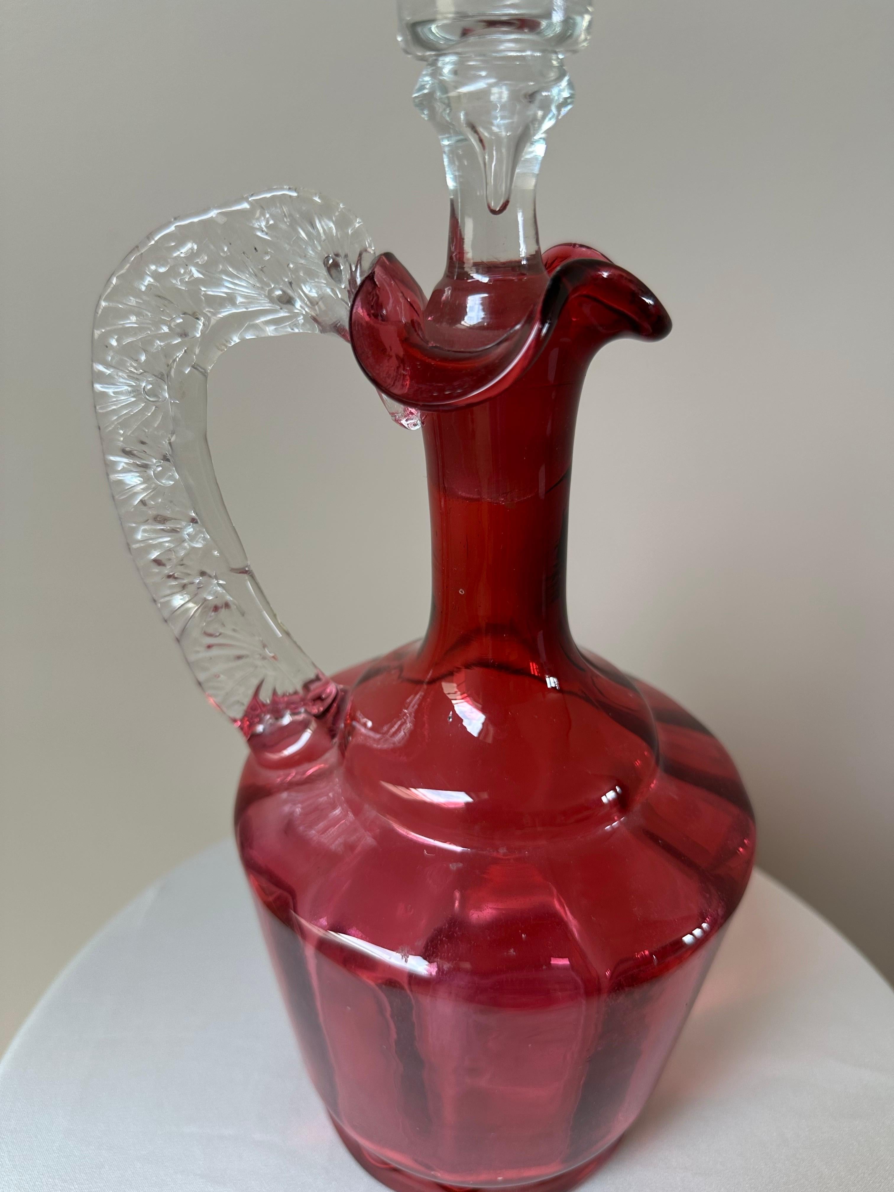 XIXe siècle Carafe victorienne en verre soufflé à la main, 19e siècle en vente