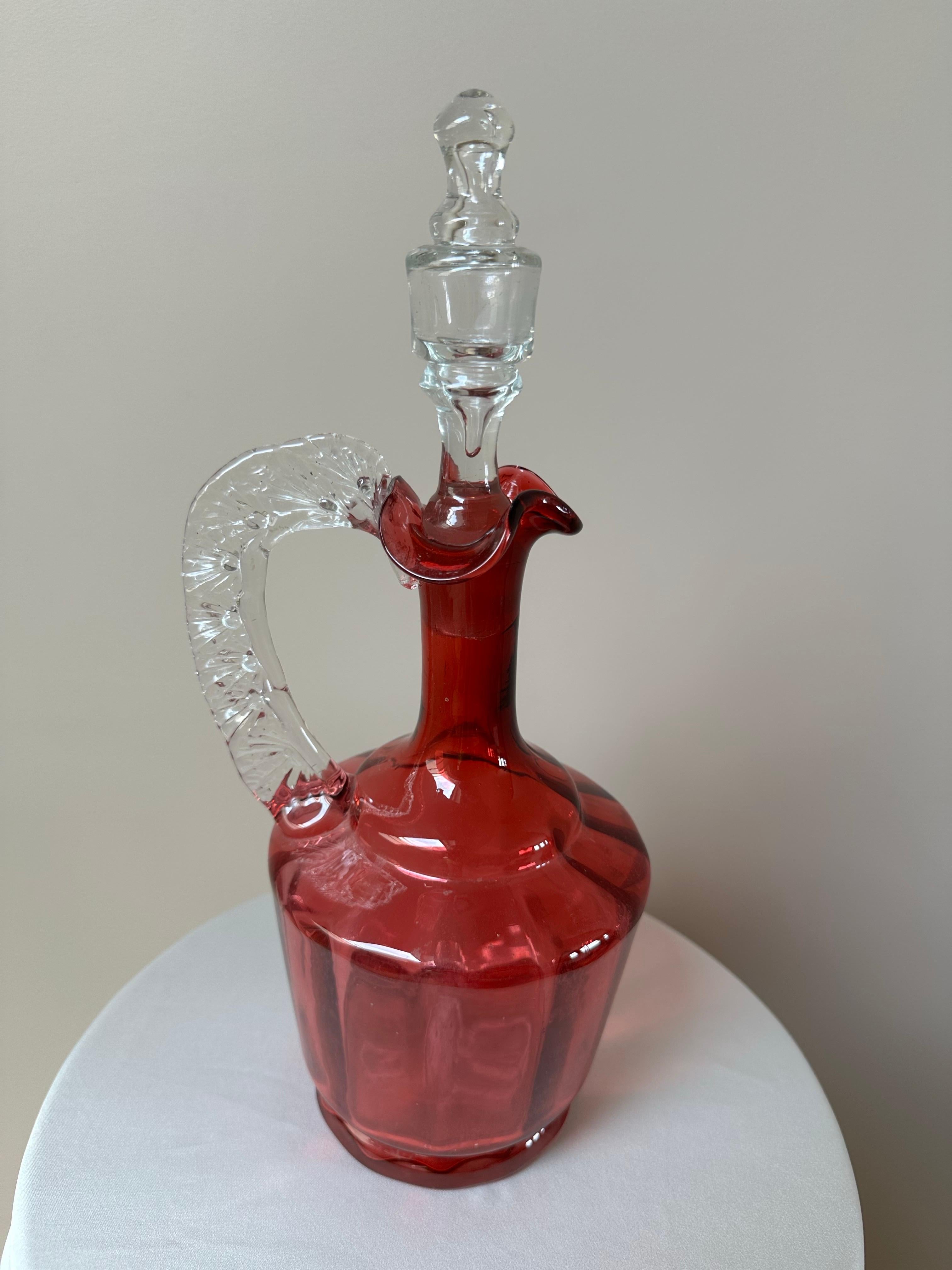 Carafe victorienne en verre soufflé à la main, 19e siècle en vente 3