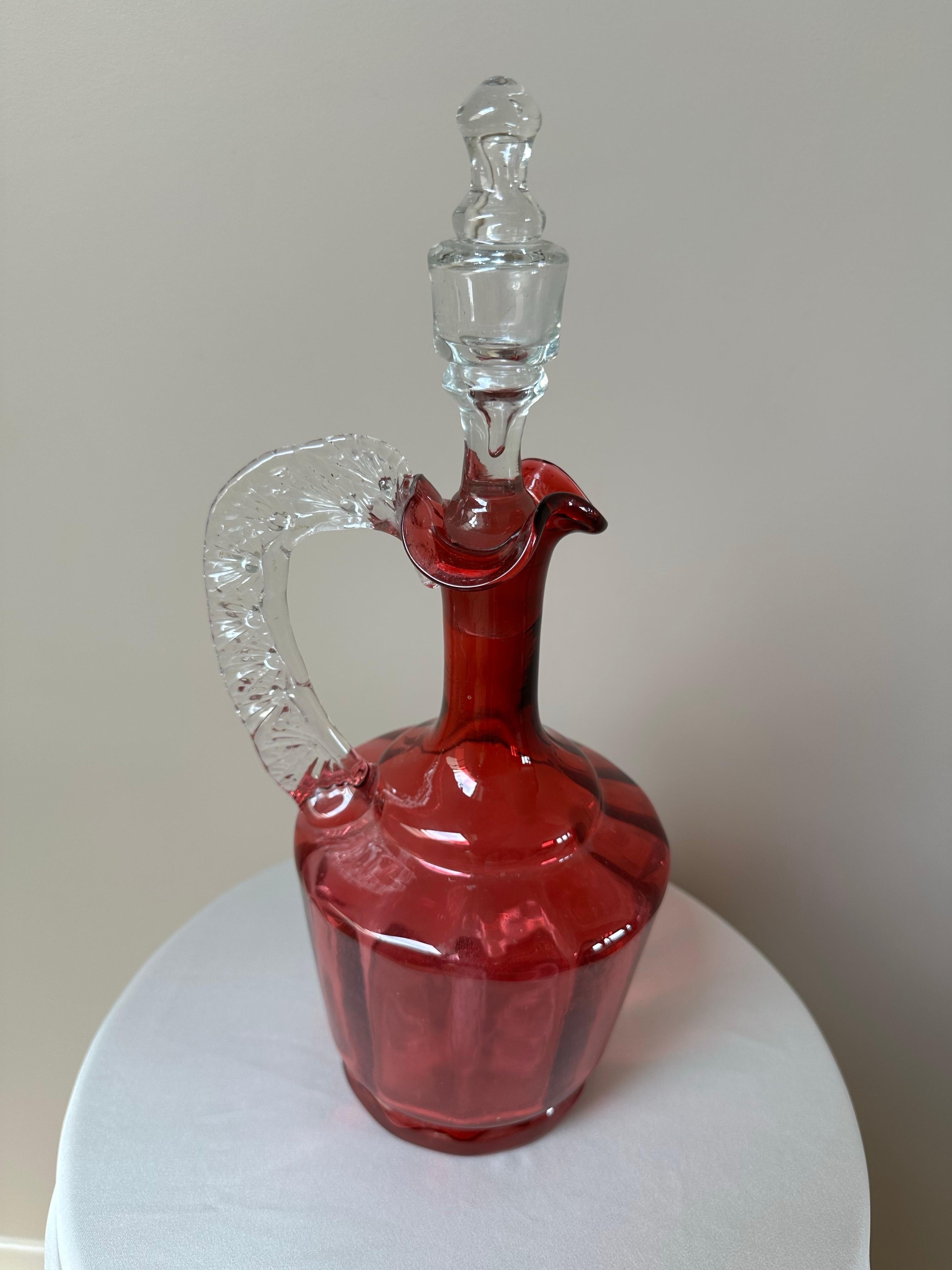 Carafe victorienne en verre soufflé à la main, 19e siècle en vente 2