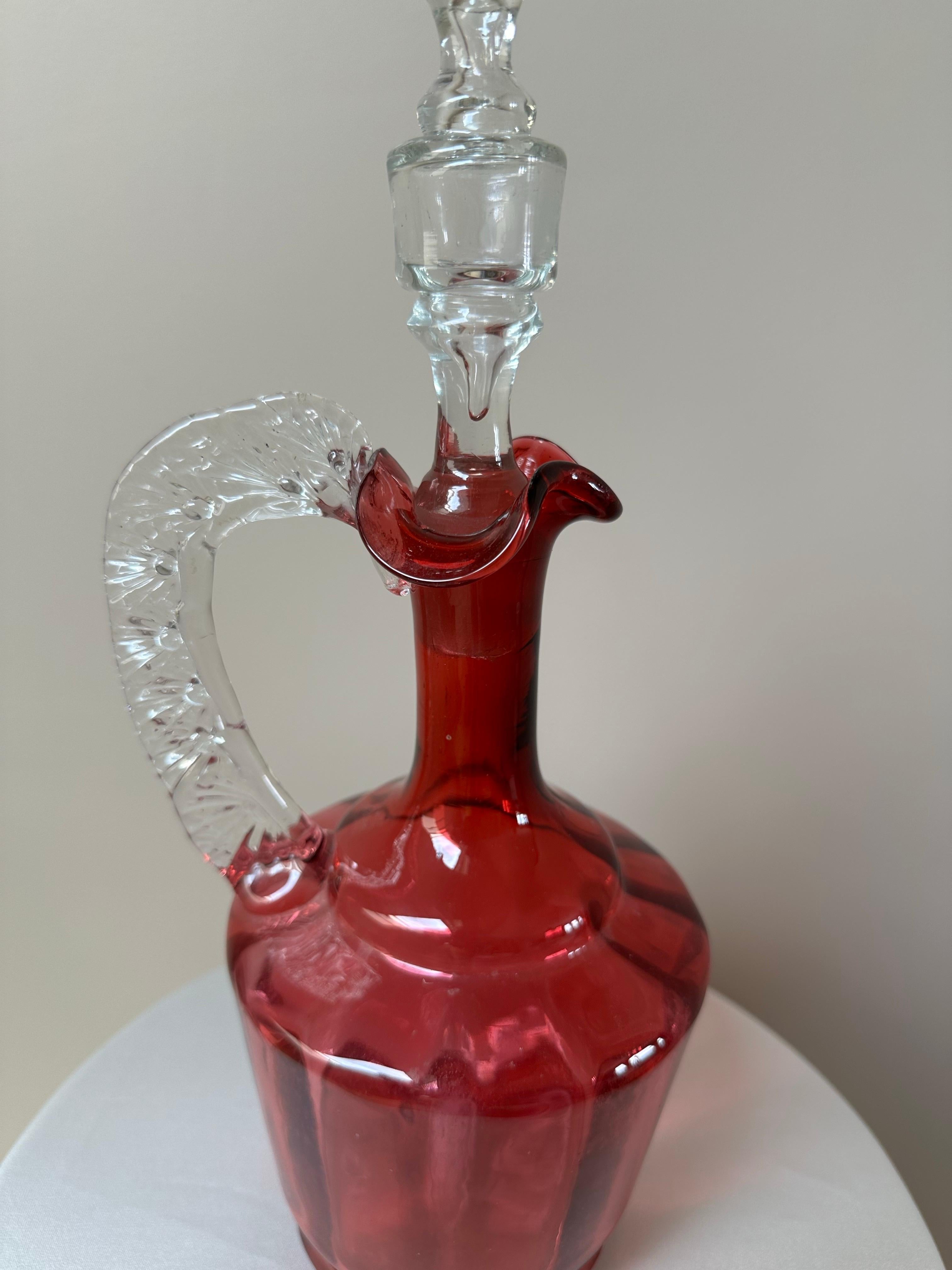 Carafe victorienne en verre soufflé à la main, 19e siècle en vente 5
