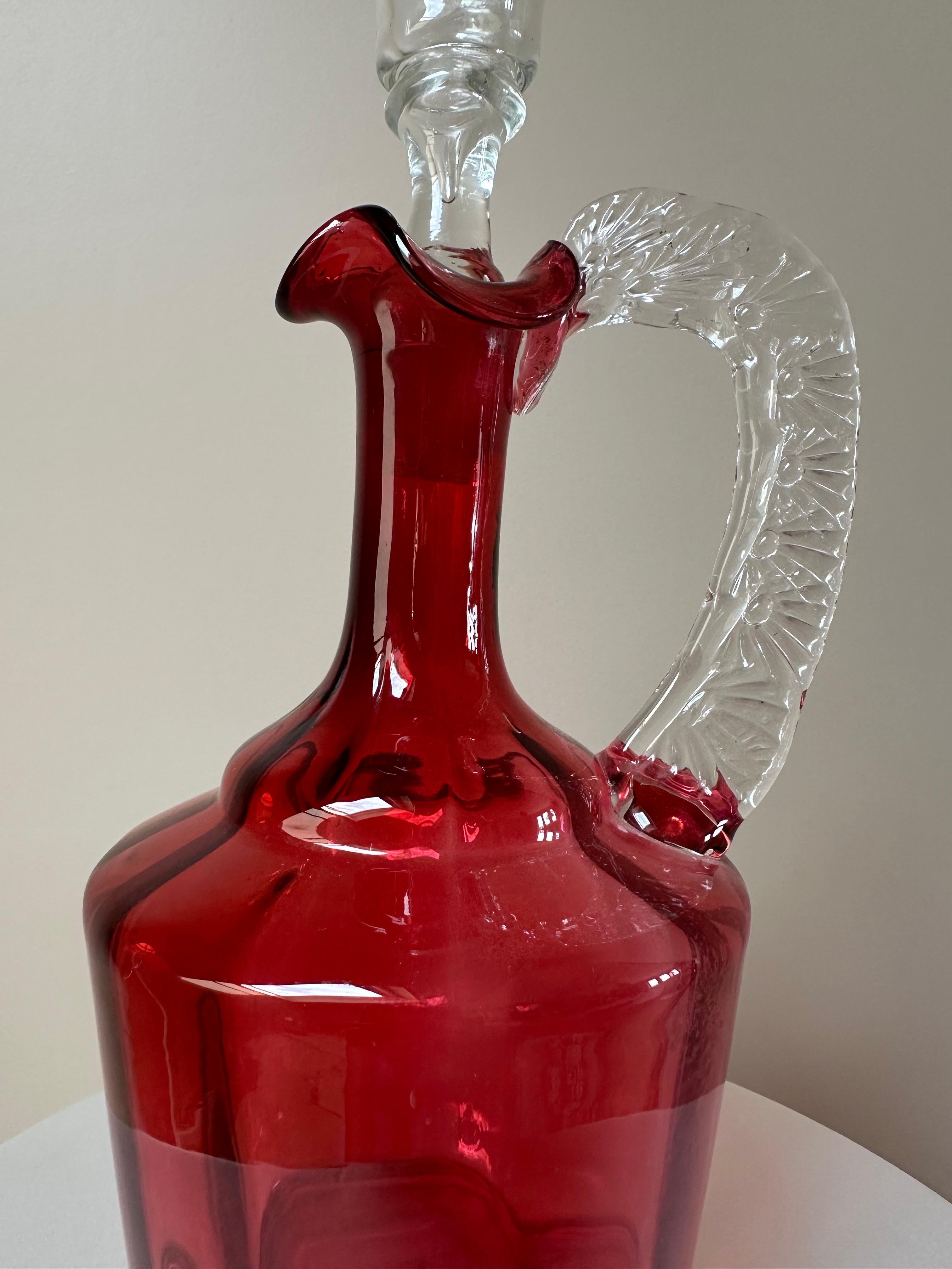 Carafe victorienne en verre soufflé à la main, 19e siècle en vente 8