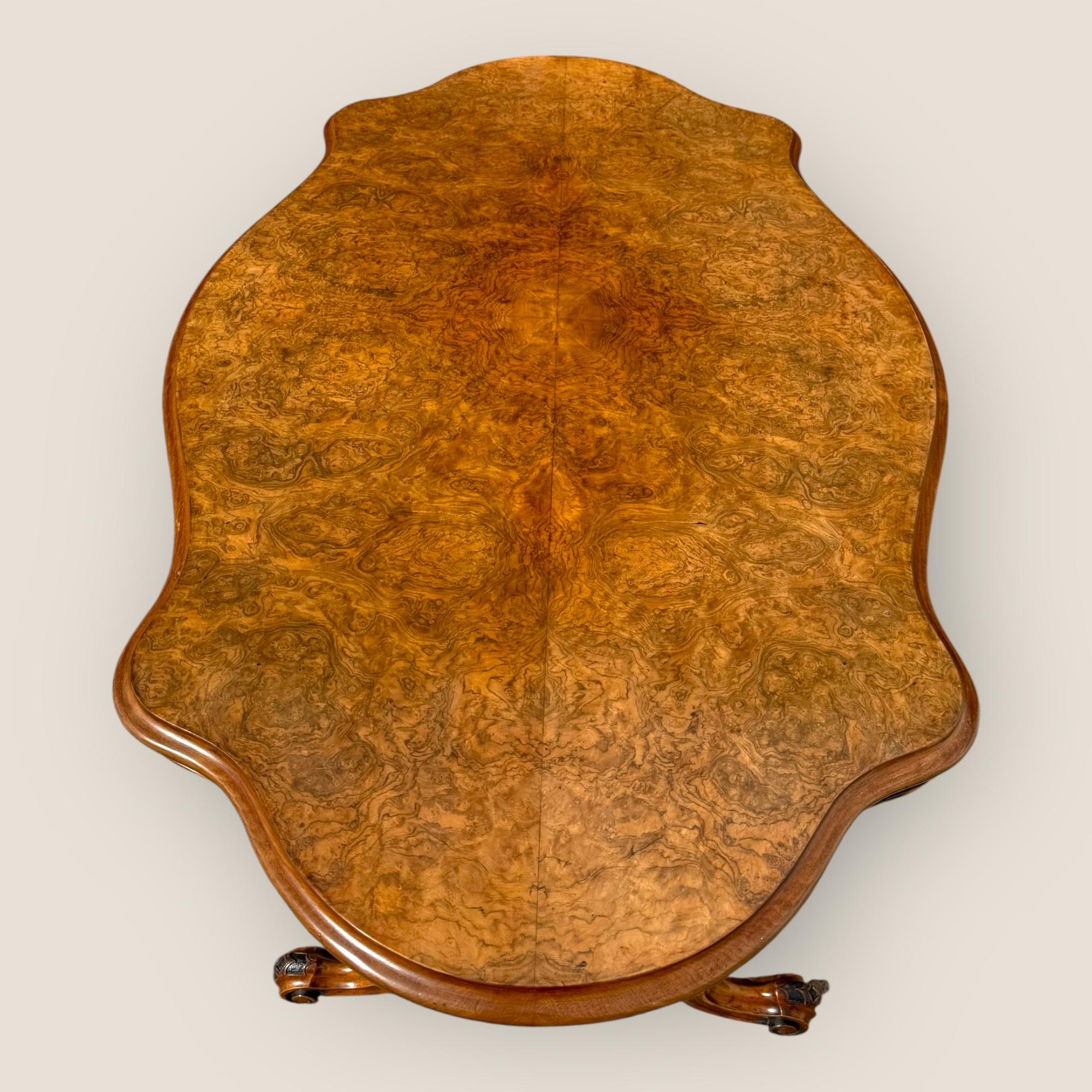 Victorian Burr Walnut Centre Table For Sale 2