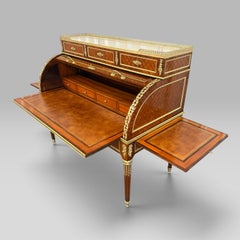 Mid-19th Century French Louis XVI Style Parquetry & Ormolu Cylinder Desk c1869