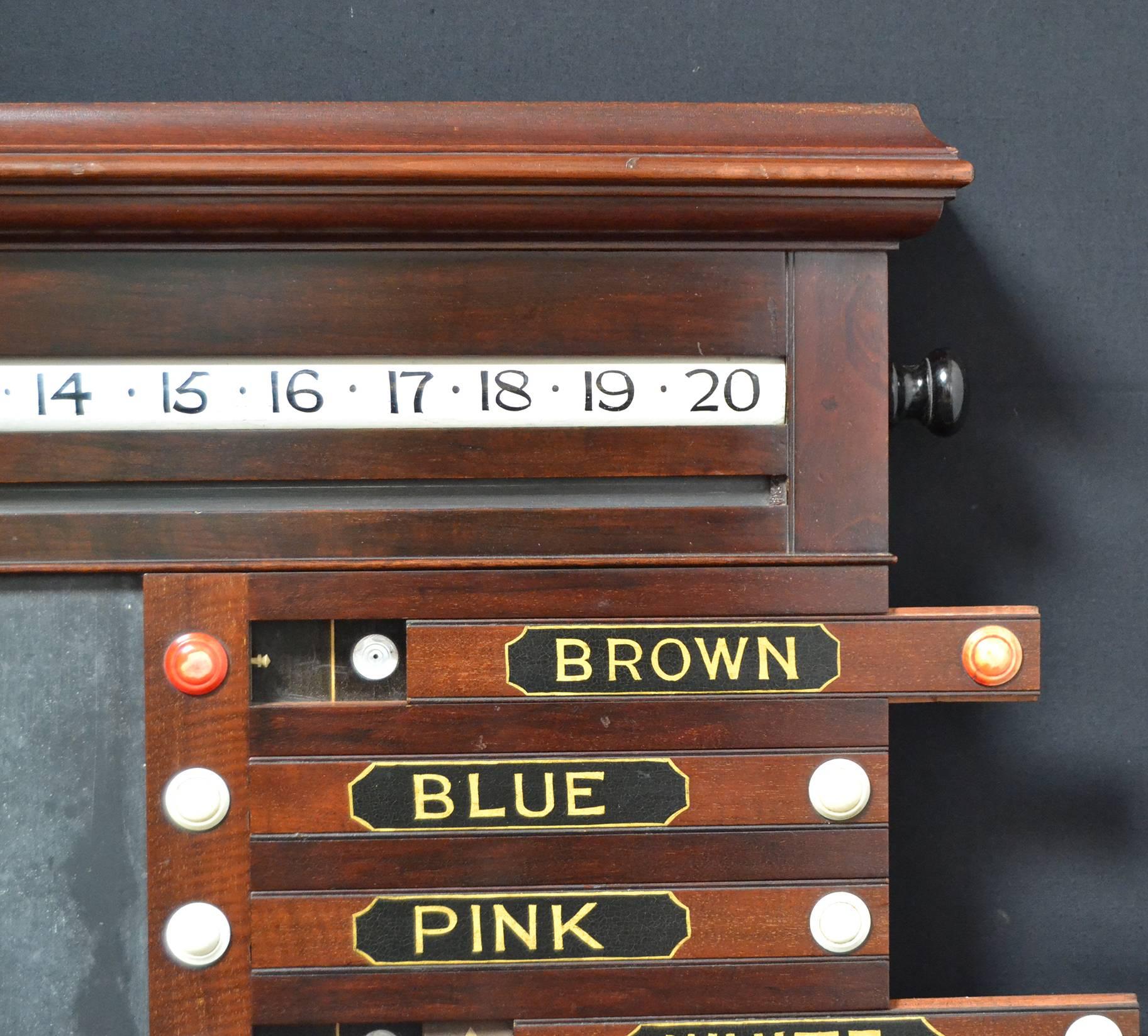 English A billiard snooker life pool scorer marker circa 1860 english victorian mahogany For Sale