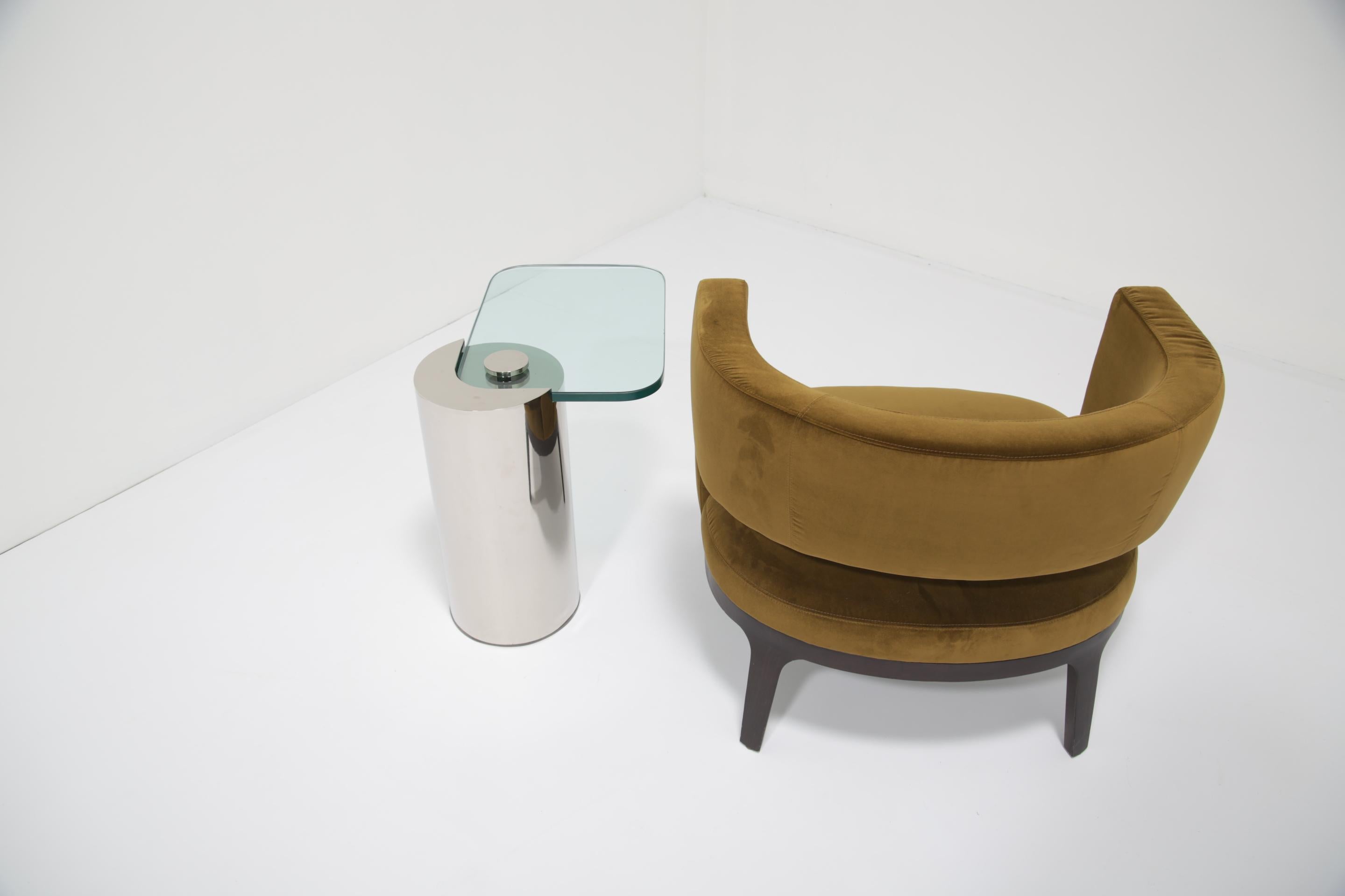 Table Cocktail Cantilever en verre et chrome du milieu du siècle par Karl Springer, années 1970. en vente 5