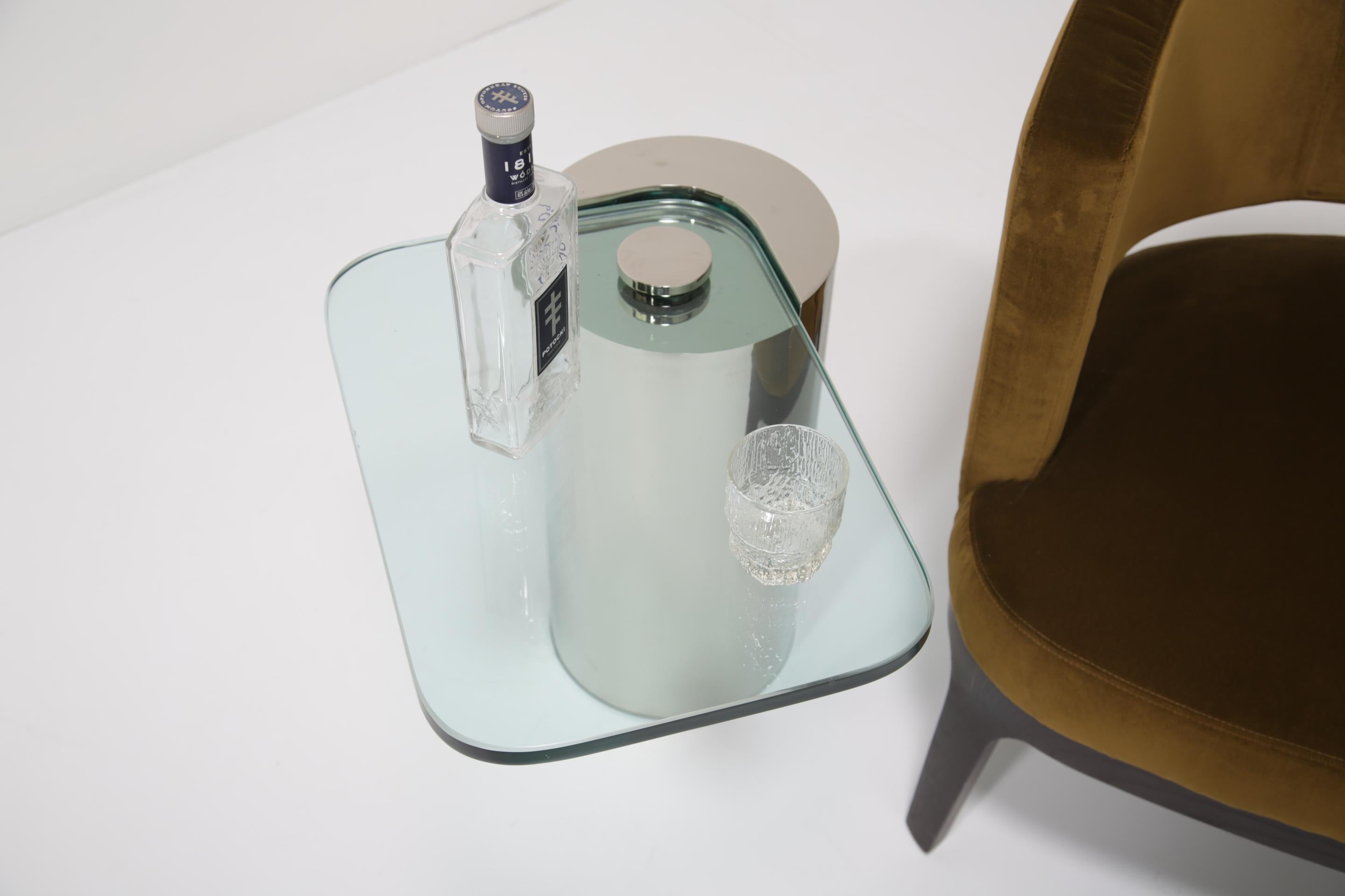 Table Cocktail Cantilever en verre et chrome du milieu du siècle par Karl Springer, années 1970. en vente 10