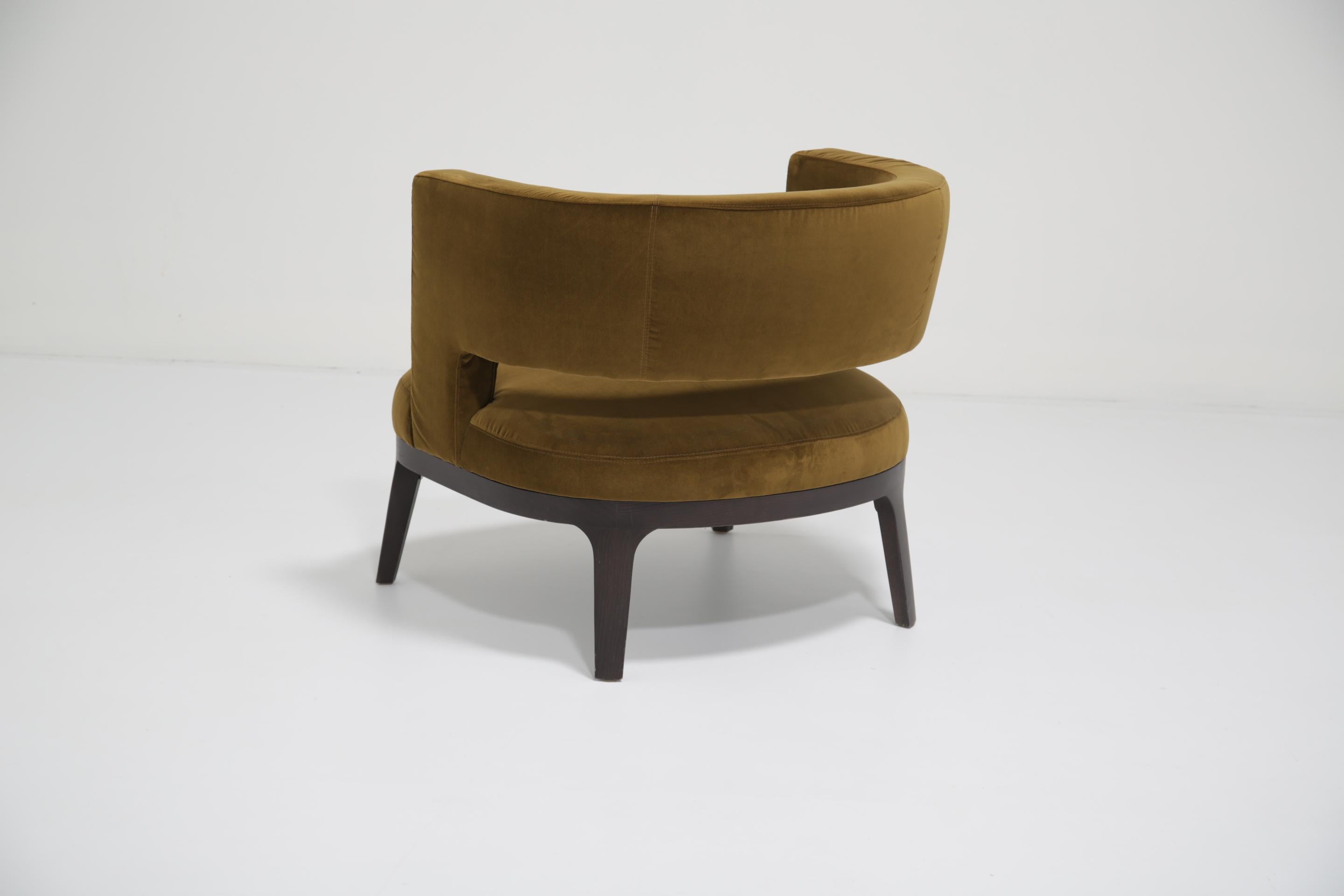 Coppia di poltrone moderne in velluto verde oliva di Roberto Lazzeroni, Flexform in vendita 8