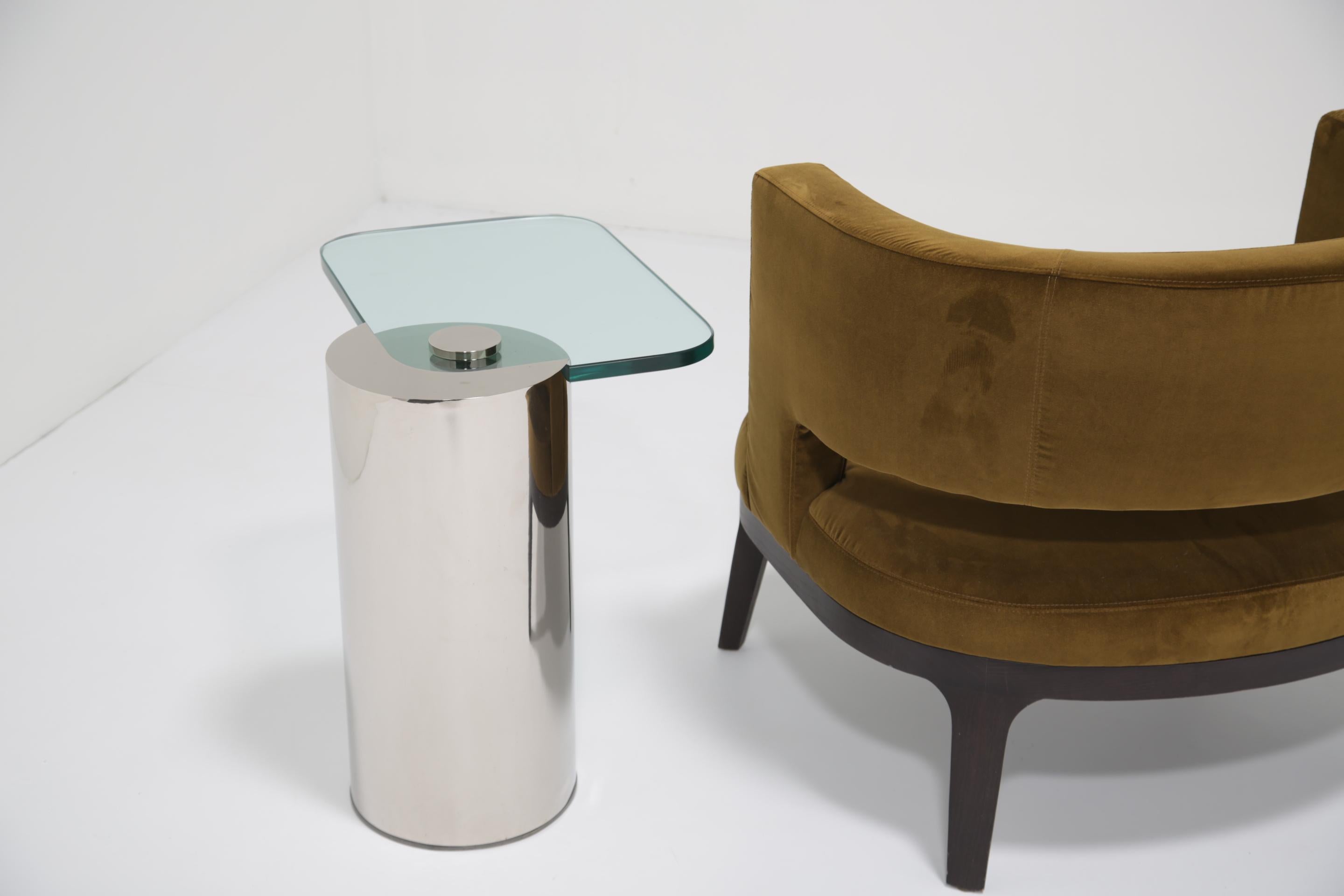 Coppia di poltrone moderne in velluto verde oliva di Roberto Lazzeroni, Flexform in vendita 9