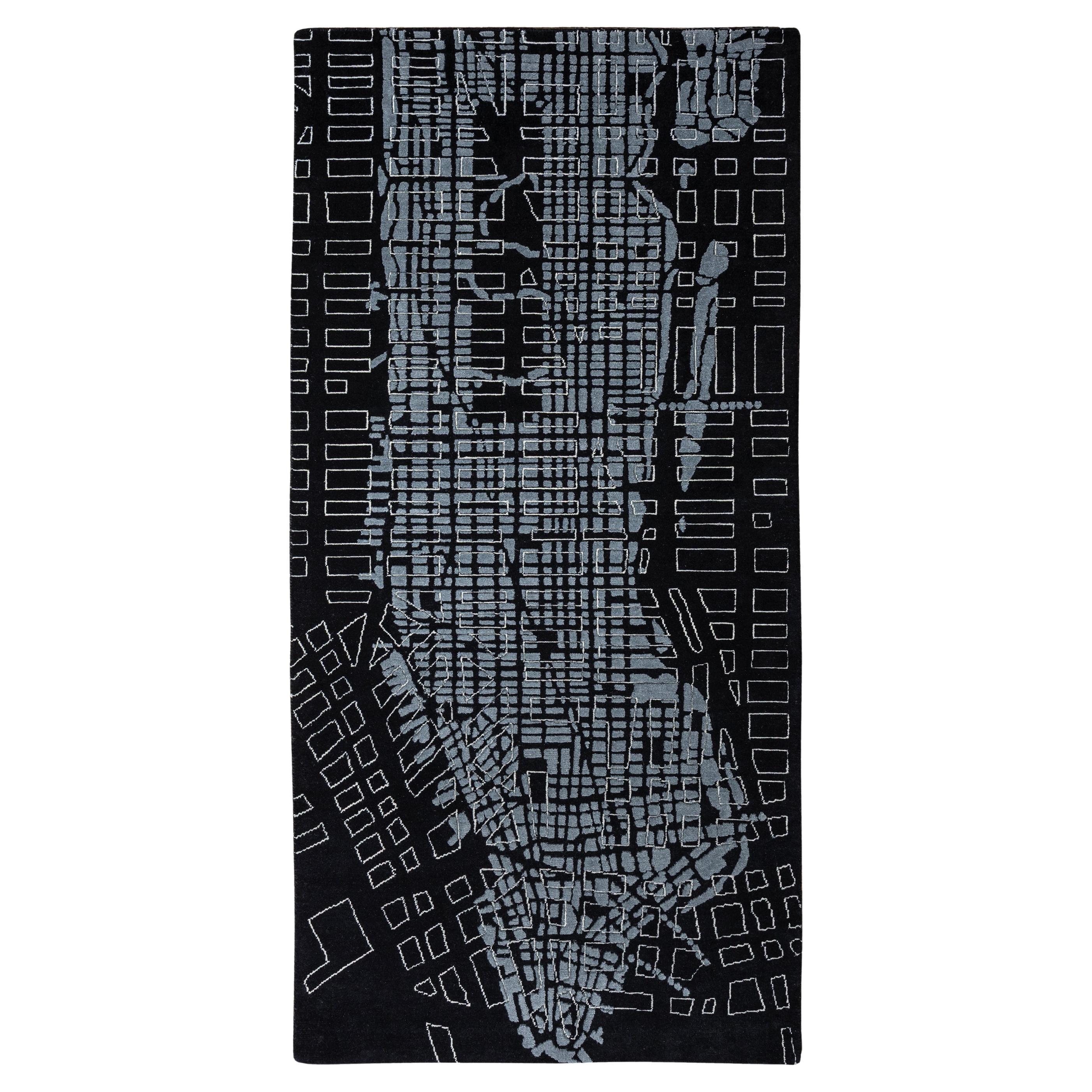 Tapis en laine nouée à la main à New York, design italien personnalisable en vente