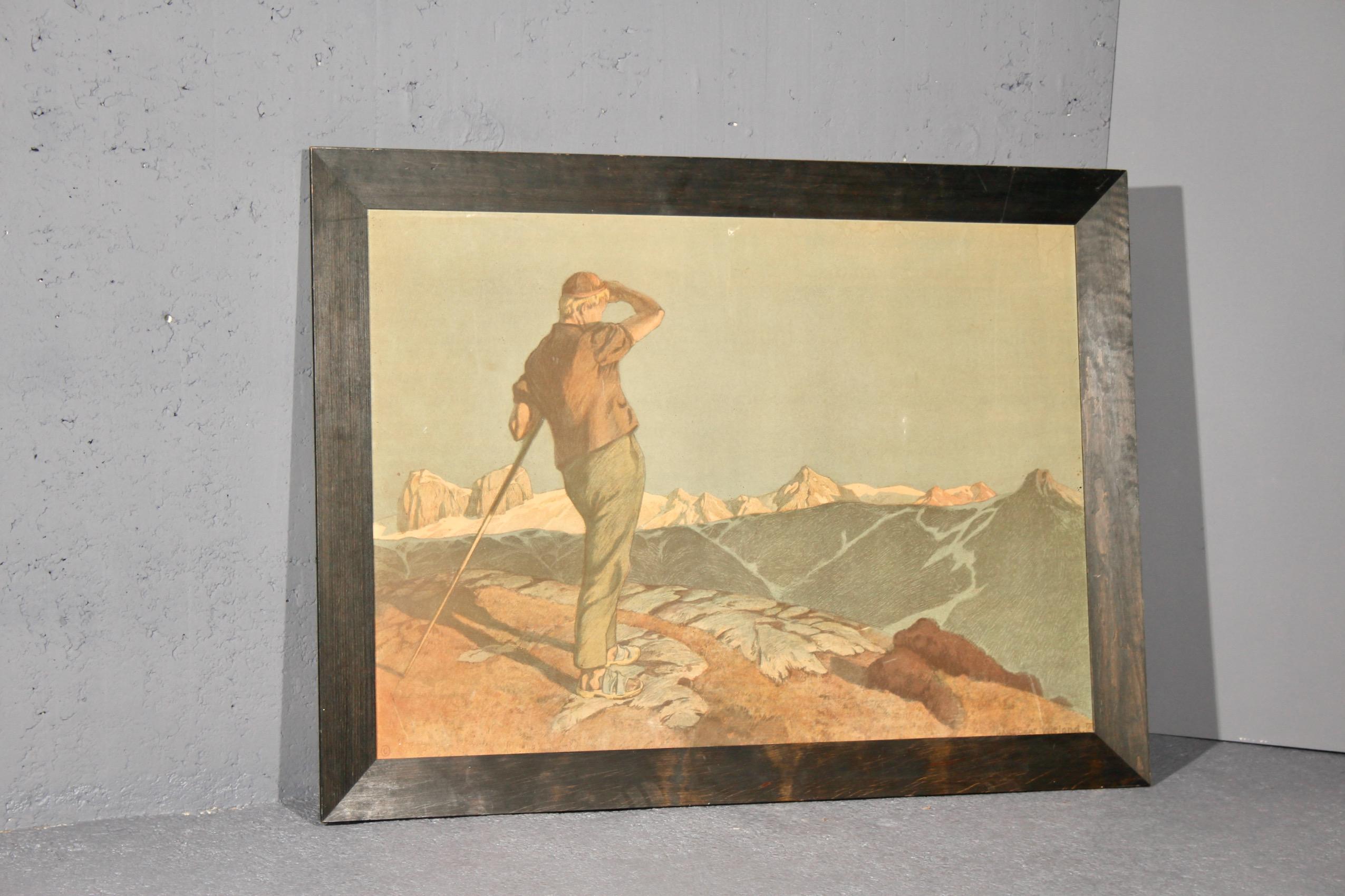 Schweizer Oberland Alp bei Bern Lithographie signiert circa 1900 kleine Kratzer auf dem Papier siehe Foto 