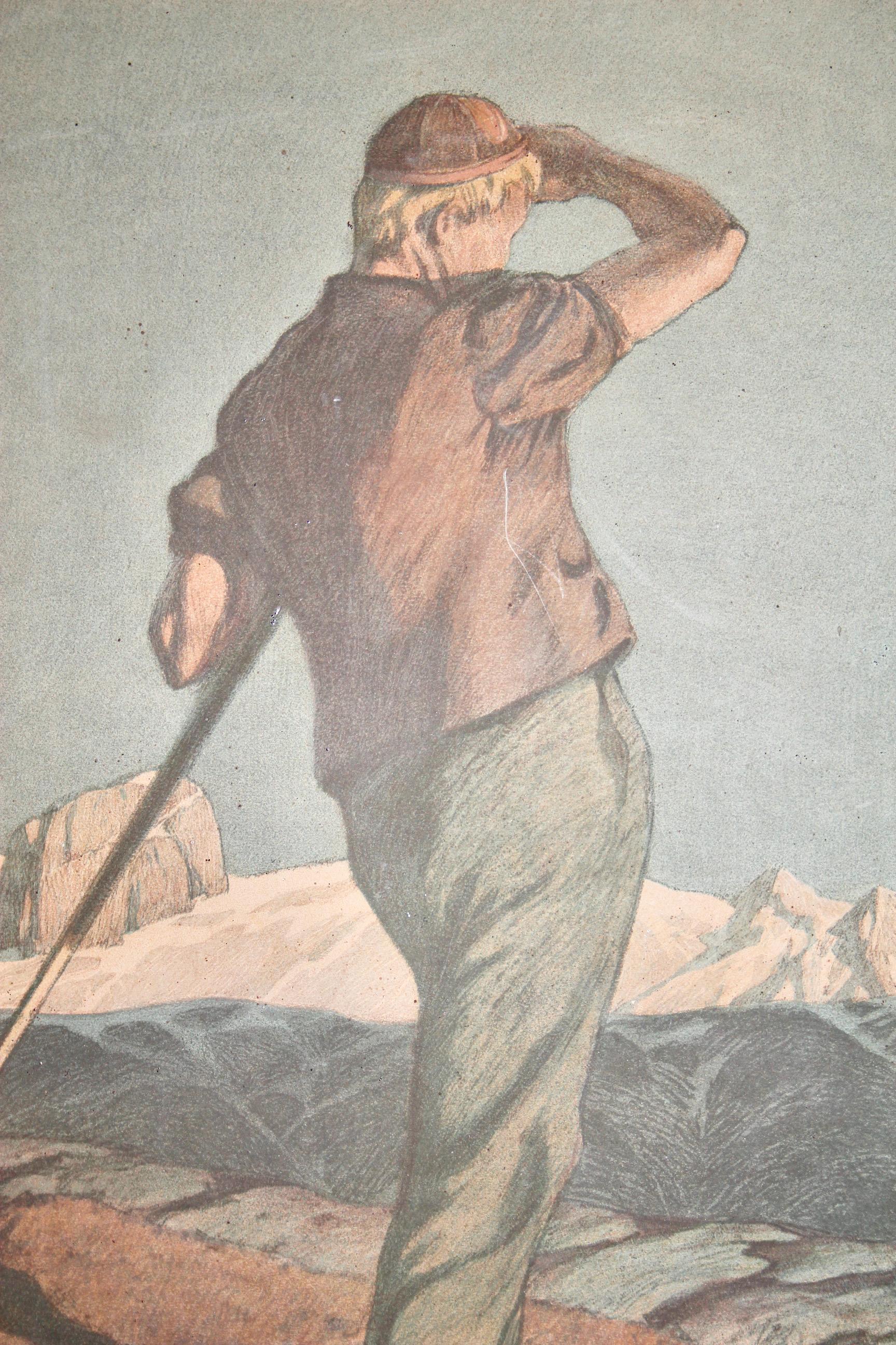 Schweizer Oberländer Landschaftslithographie um 1900 (Schweizerisch) im Angebot