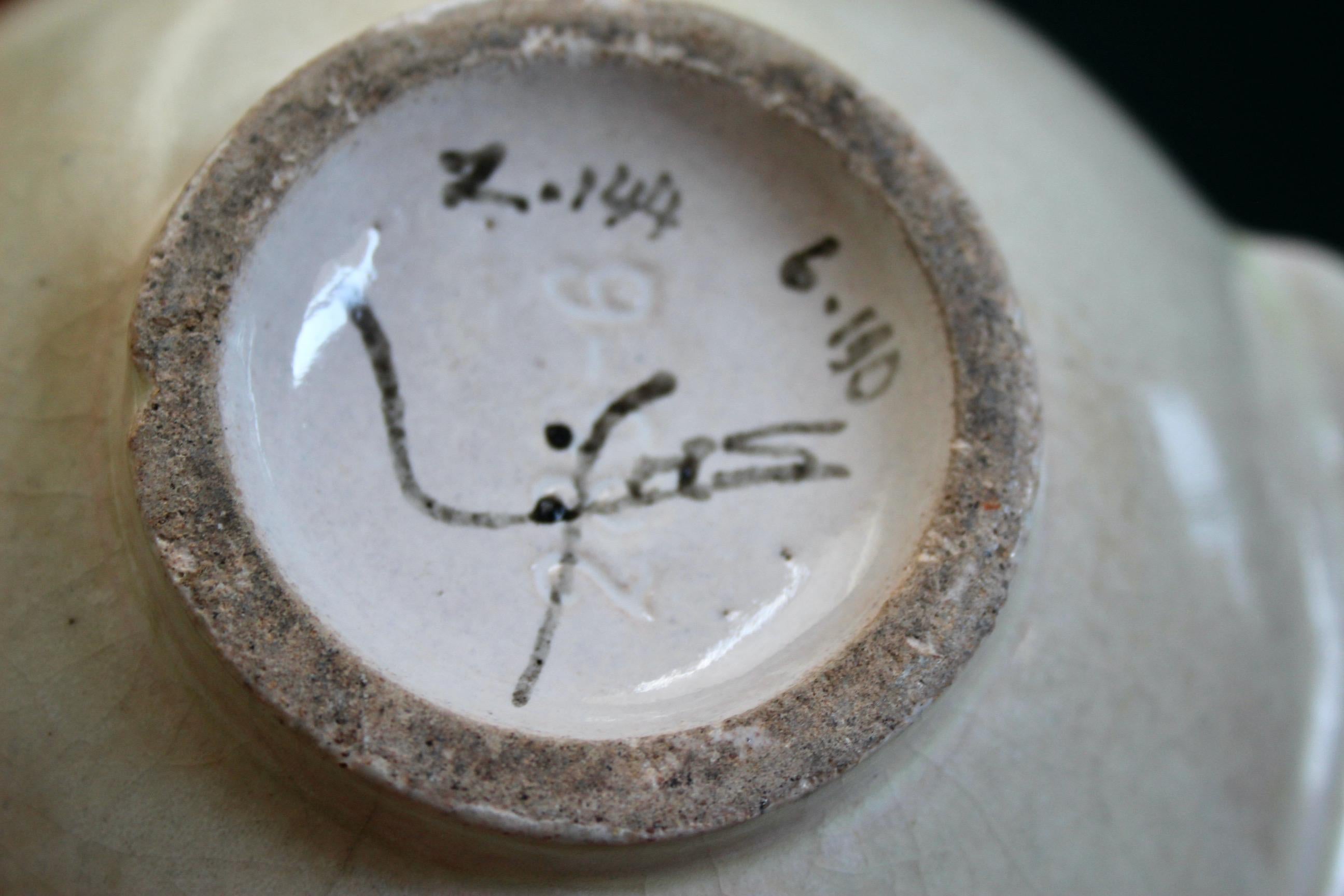 Vaso in ceramica bianca Paul Bonifas firmato LIFA in vendita 1