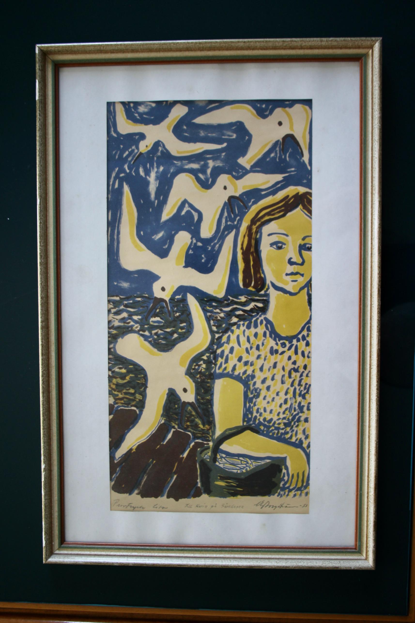 Dekorative Lithographie signiert und datiert 51 (Europäisch) im Angebot