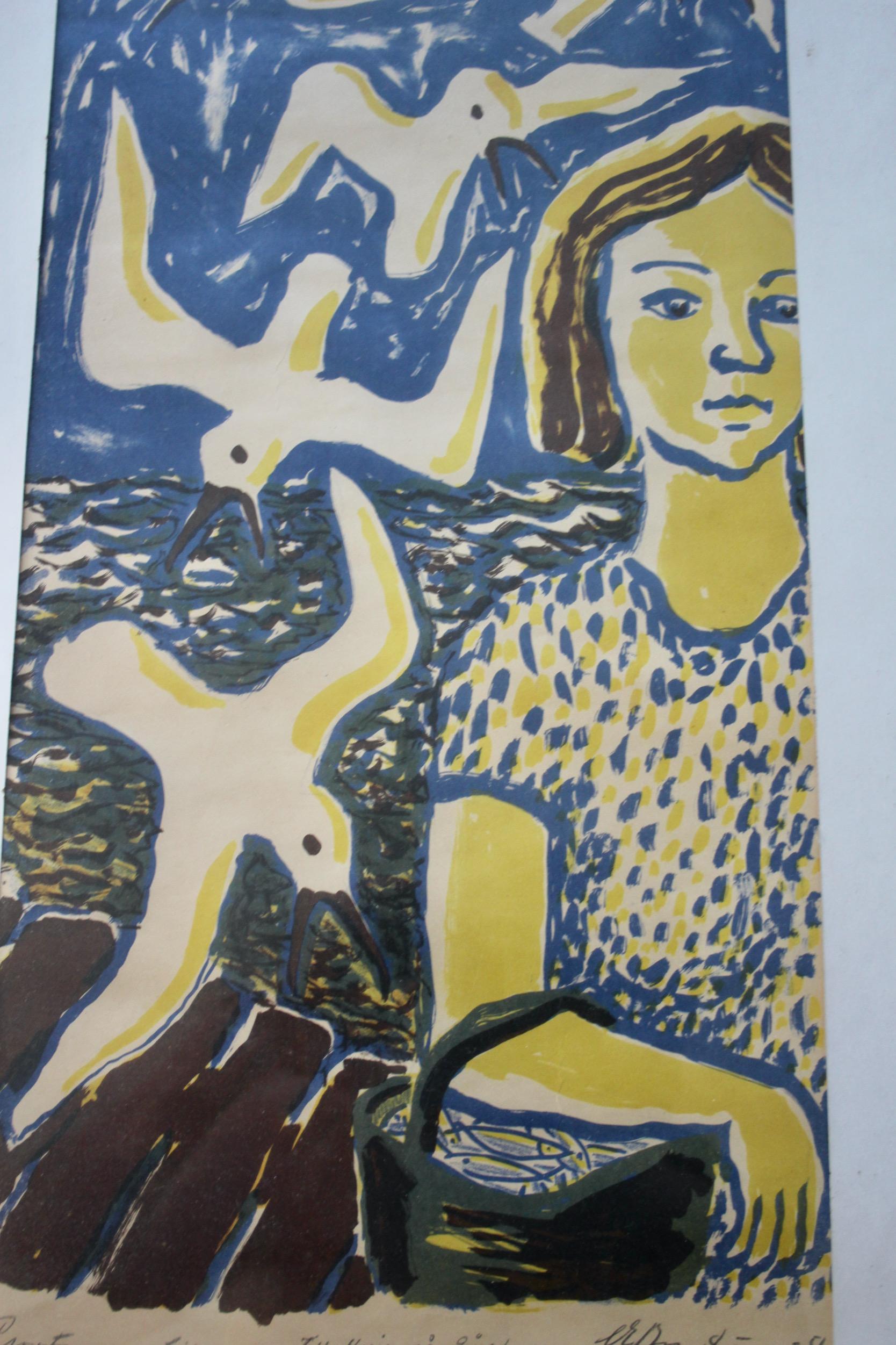 Dekorative Lithographie signiert und datiert 51 im Zustand „Gut“ im Angebot in grand Lancy, CH