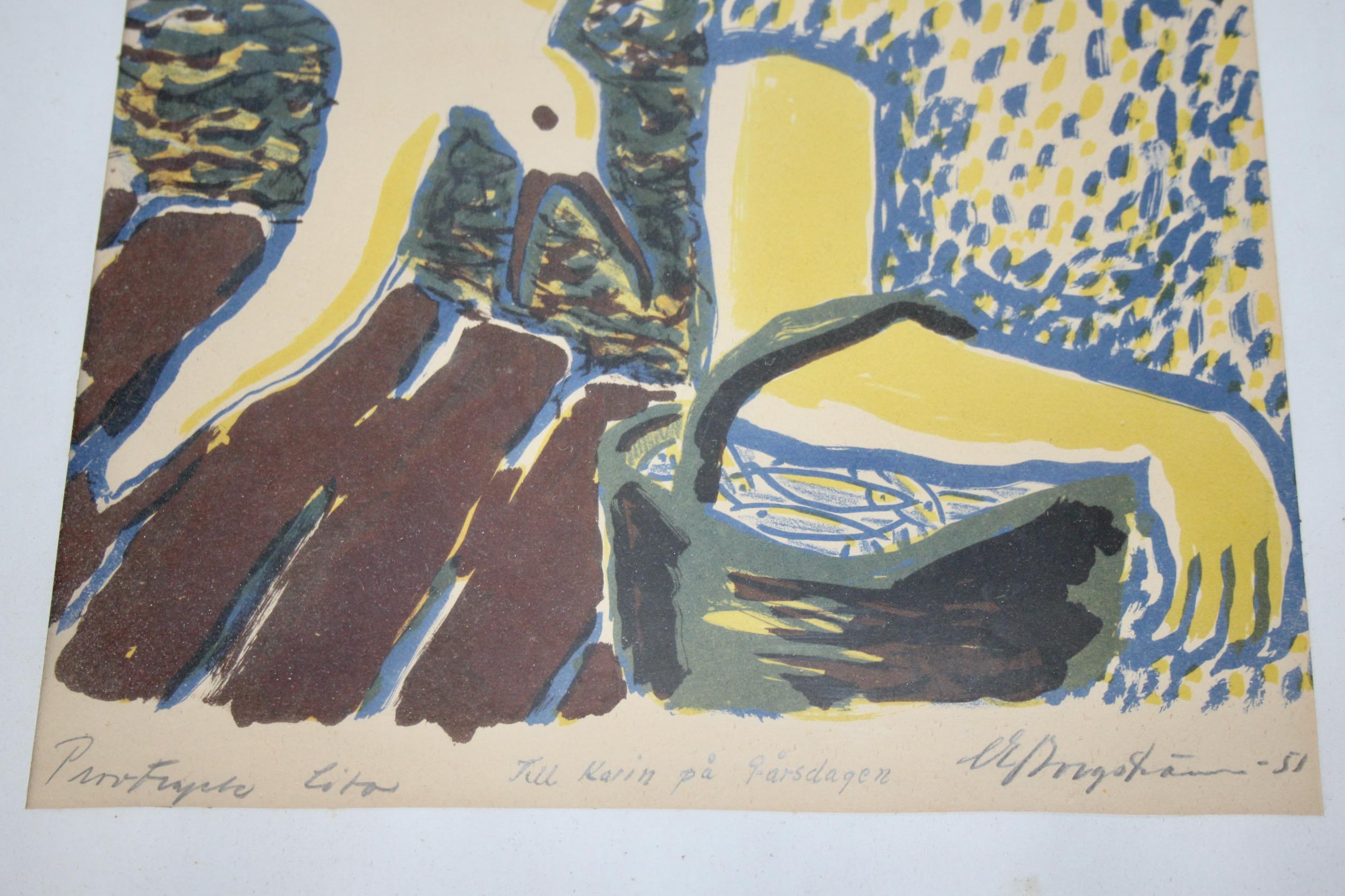 Dekorative Lithographie signiert und datiert 51 (Papier) im Angebot