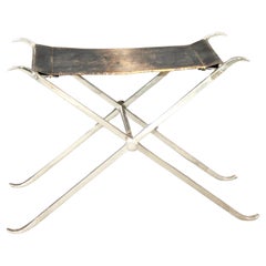 Leather and chromed metal stool