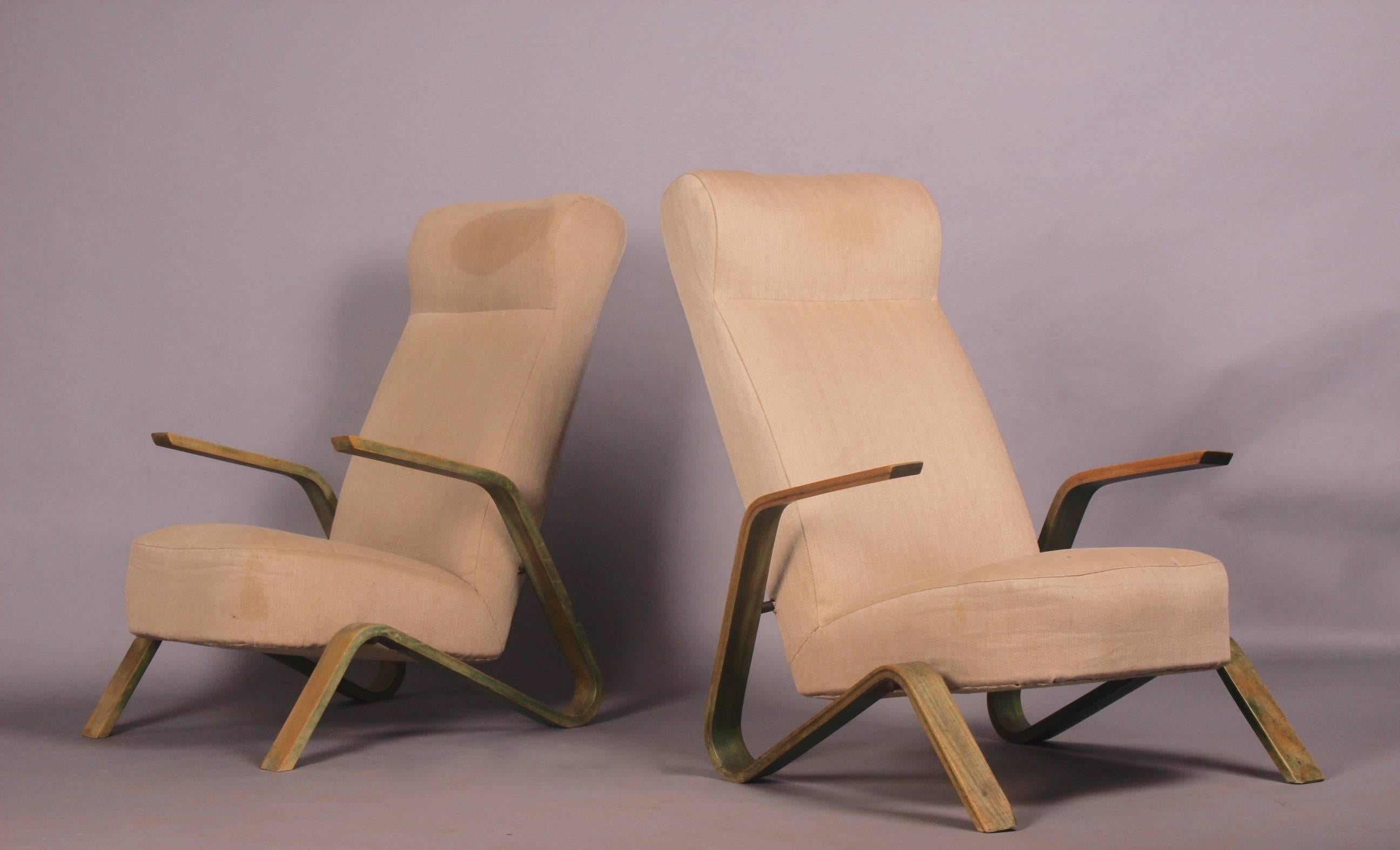 Mid-20th Century Pair of Grasshopper Chairs for the Zurich Airport