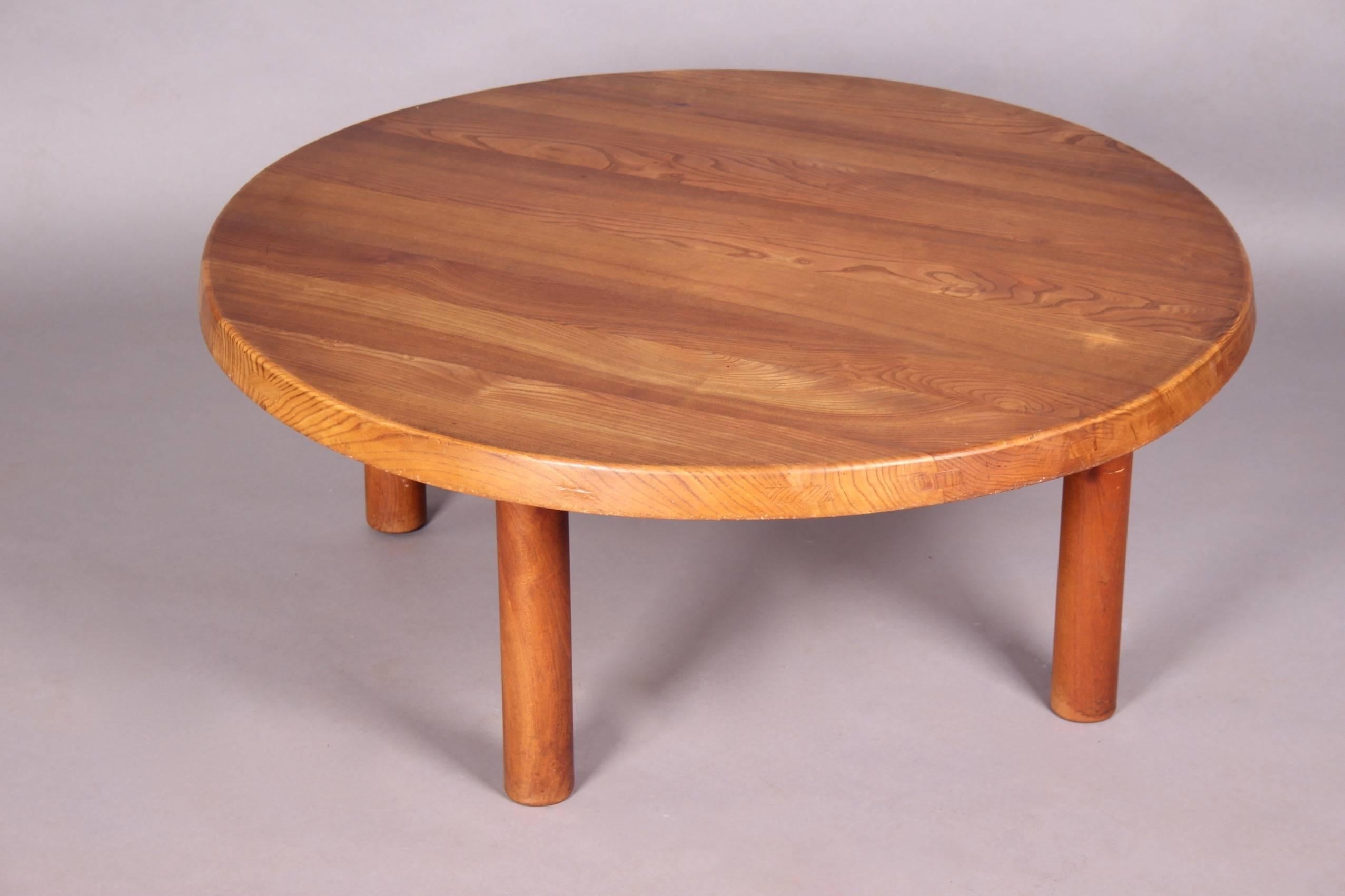 Pierre Chapo Round Elm Coffee Table In Excellent Condition In grand Lancy, CH
