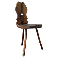 Rare French Alpine Folk Art escabelle, Hautes-Alpes, Late 18th Century