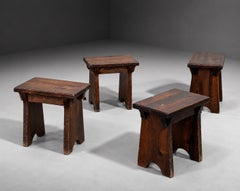 Set of 4 French stools pine wood