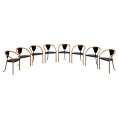 Postmodern ‘Tacchi' set of 8 Chairs by Toshiyuki Kita for AIDEC, Japan, 1980s
