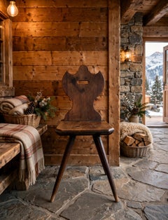 Swiss alp escabelle folk art chair circa 1810
