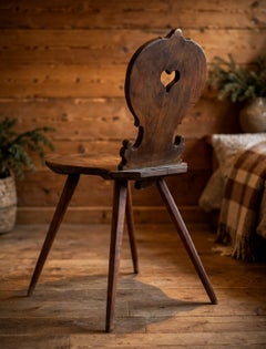 Swiss alp escabelle folk art chair circa 1860