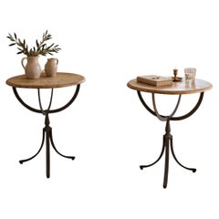 Pair of metal and wood French gueridon
