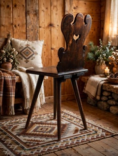 Swiss alp escabelle circa 1860 from Bulle village Gruyere region