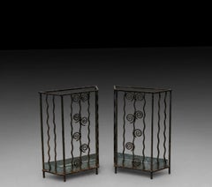 Pair of wrought iron Art Deco umbrella stand in the manner of Edgar Brandt