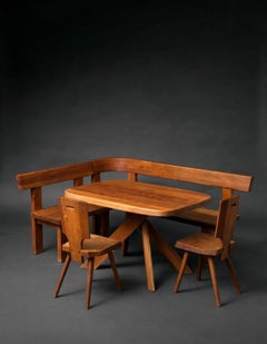 Pierre Chapo, S35 & T35 Corner Dining Set in French Elm, France - 1980s