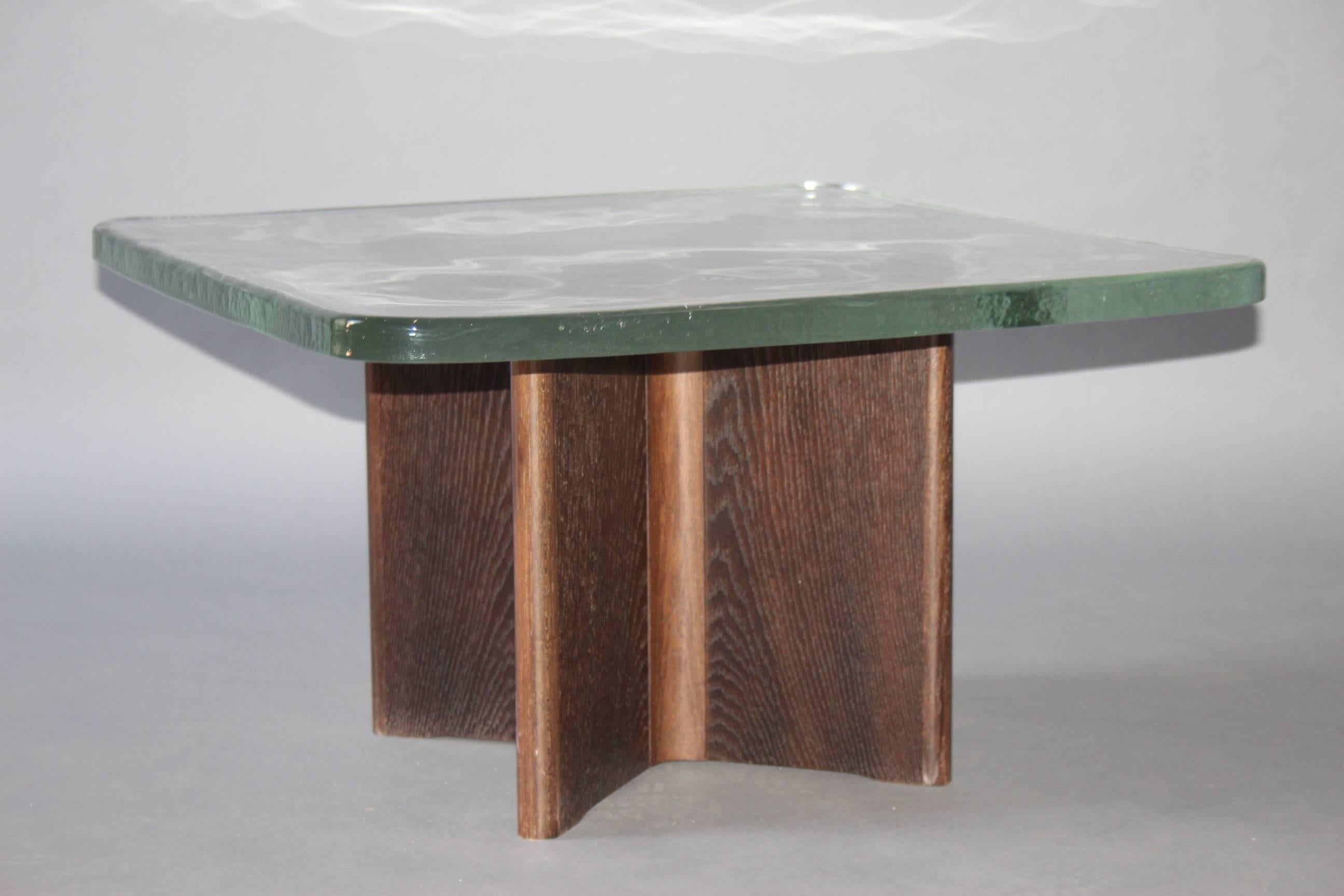 European Glass and Wood Coffee Table