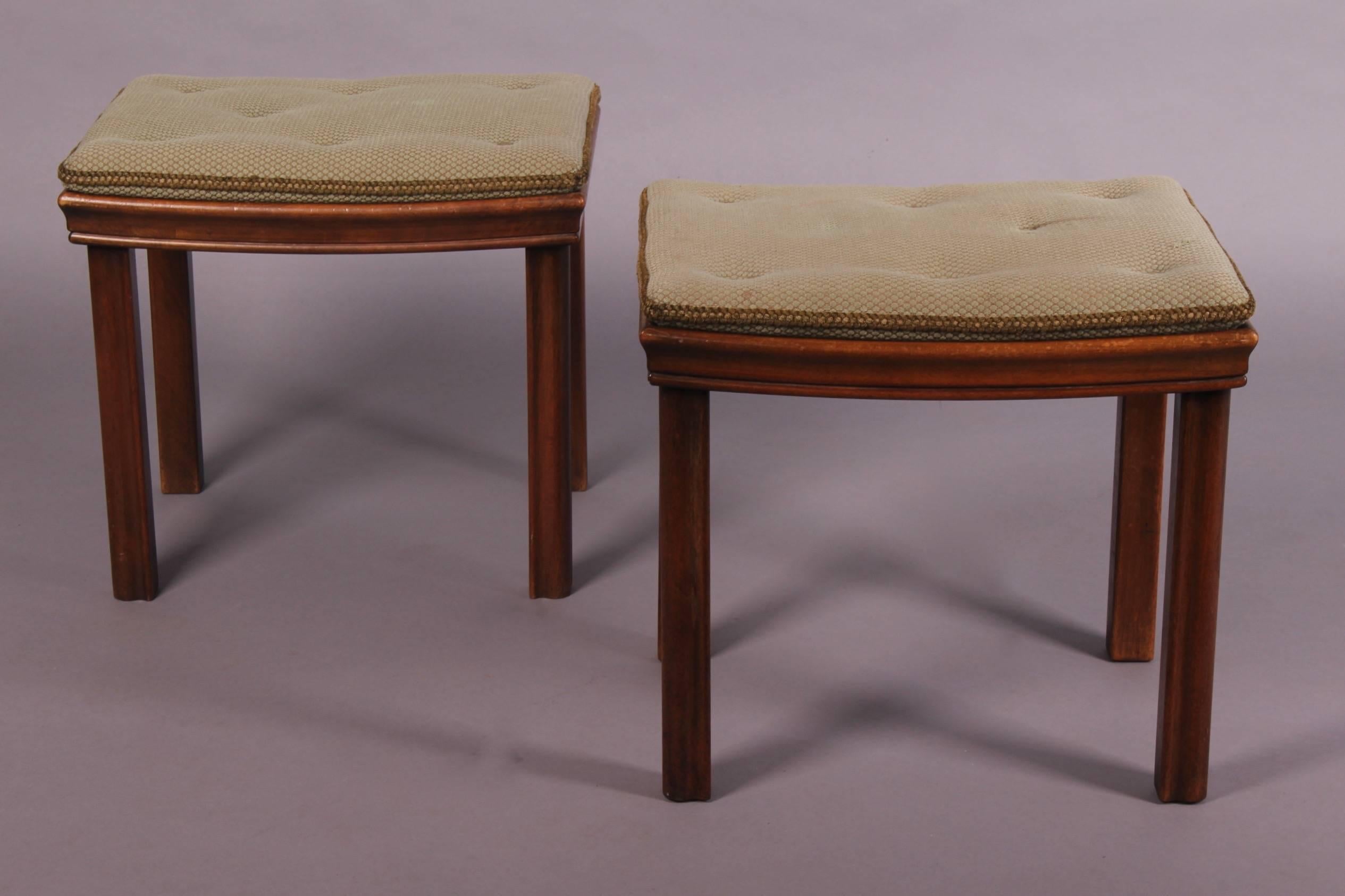 Early 20th Century Pair of Wood and Fabrics Stools