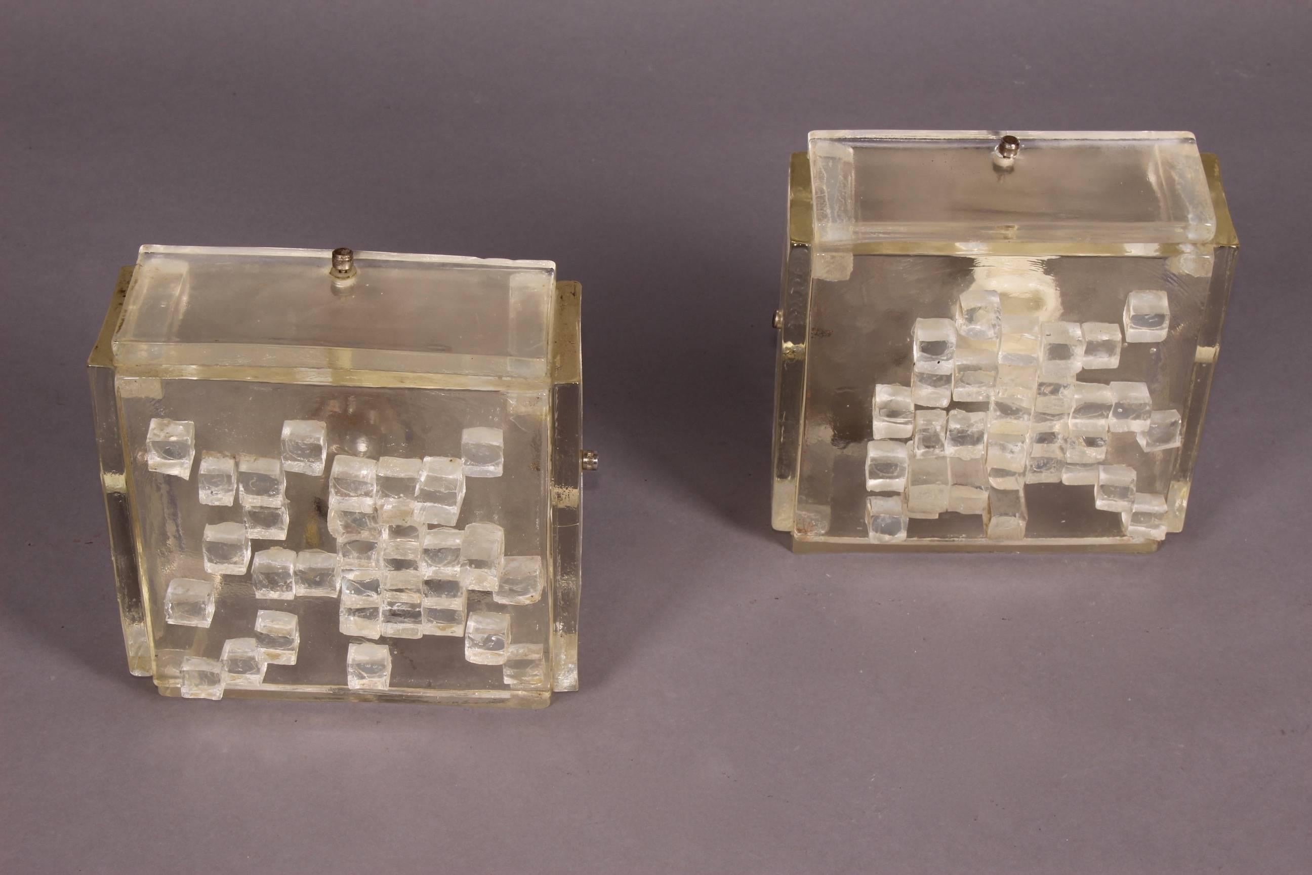 Pair of Angelo Brotto style glass sconces.