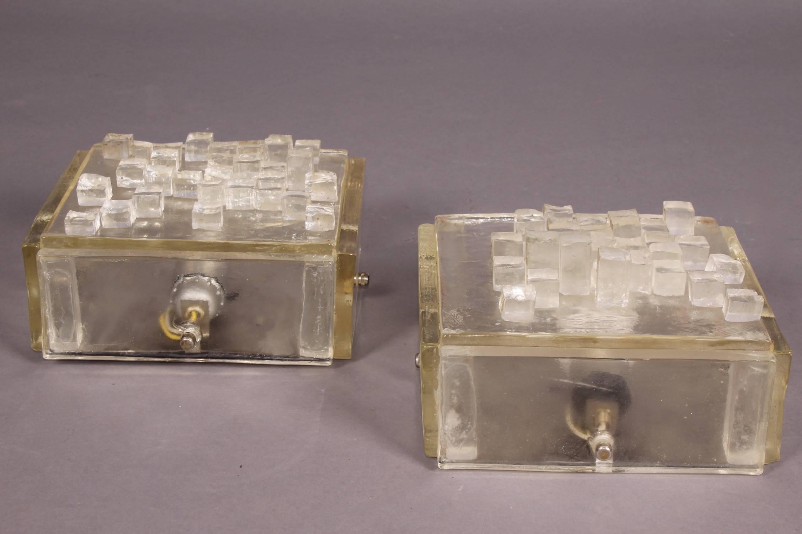 Italian Pair of Angelo Brotto style Glass Sconces