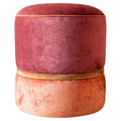Pouf Artigianale in Velluto Rosa e Arancione di Carlotta Oddone in stile Boho
