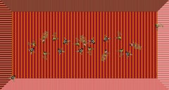 Handcrafted Cotton Striped Tablecloth with Little Birds by Carlotta Oddone in Boho Style