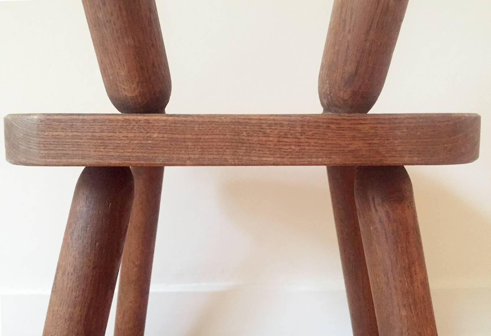 Set of Six Stained Oak Chairs, France, 1950s For Sale 3
