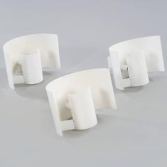 Three Wall Lamps in White Lacquered Metal, Sweden, circa 1970