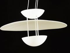 Chandelier in White Painted Steel and Brass by Hans Agne Jakobsson