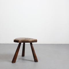 Wooden stool with a fish-shaped carved seat - c. 1950